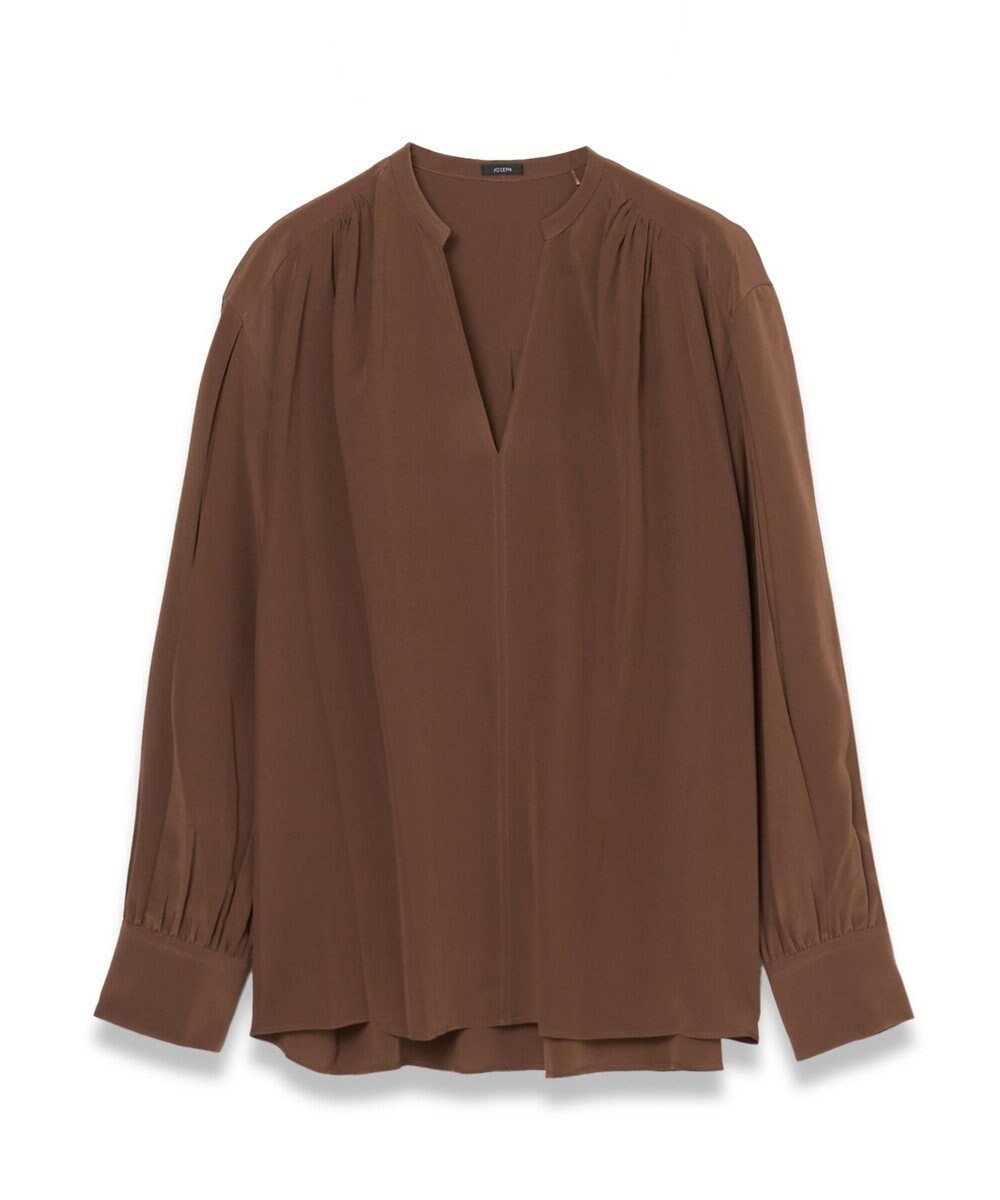 【ジョゼフ/JOSEPH】のニューCDC オープンネックブラウス インテリア・キッズ・メンズ・レディースファッション・服の通販 founy(ファニー) 　ファッション　Fashion　レディースファッション　Fashion for Women　トップス・カットソー　Cut & Sew Tops　シャツ・ブラウス・オフィスカジュアル　Elegant Blouses & Button-Ups　ギャザー　Gathered, Ruffled　シルク　Silk, 100% Silk　フィット　Fit, Slim Fit　レギュラー　Regular, Standard Fit　定番　Standard, Basic Item　A/W・秋冬　Autumn/Winter　軽量　Lightweight, Ultra Light　Arabica|ID: prp329100004532409 ipo3291000000033682216