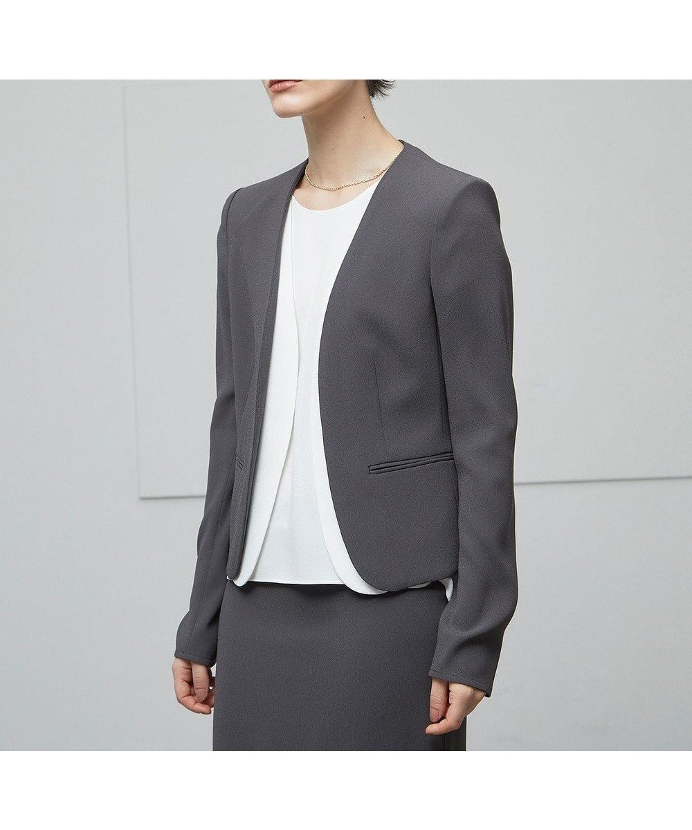 【ベイジ,/BEIGE,】のCINDY / ダブルカラージャケット インテリア・キッズ・メンズ・レディースファッション・服の通販 founy(ファニー) 　ファッション　Fashion　レディースファッション　Fashion for Women　アウター　Coat / Outerwear Collection　レディースジャケット・軽アウター　Jackets　ノーカラージャケット / シンプル上品コーデ　Collarless Jackets　ウォッシャブル　Machine Washable　オケージョン　Occasion Wear　カーディガン　Cardigan, Knitwear　サテン　Satin, Glossy Fabric　ジャケット　Jacket, Outerwear　ストレッチ　Stretch, Stretchy Fabric　スーツ　Suit, Formalwear　ダブル　Double, Double-Breasted　デニム　Denim, Jeans Material　トリミング　Trimming, Decorative Edge　ボトム　Bottoms, Lower Wear　A/W・秋冬　Autumn/Winter　S/S・春夏　SS, Spring/Summer, Warm Season　おすすめ　Recommended / Our Picks　夏　Summer　エレガント 上品　Elegant　ビジネス 仕事 通勤　Business / Work / Commuting　C.Gray×White|ID: prp329100004532479 ipo3291000000033565355