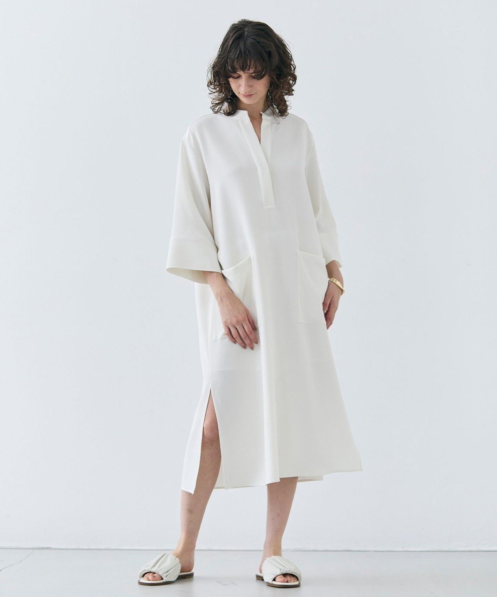 【ベイジ,/BEIGE,】の【洗える】RUE / クロスオーバーVネックワンピース インテリア・キッズ・メンズ・レディースファッション・服の通販 founy(ファニー) 　ファッション　Fashion　レディースファッション　Ladies' Fashion Online　ワンピース　Dress　とろみ　Thickness　カットソー　Cut And Sew　スタンド　Stand　タートル　Turtle　リラックス　Relax　ロング　Long　ワイド　Wide　エレガント 上品　Elegant　ビジネス 仕事 通勤　Business　夏　Summer　春　Spring　S/S・春夏　Ss・Spring/Summer　洗える　Washable　A/W・秋冬　Aw・Autumn/Winter・Fw・Fall-Winter　Meringue|ID: prp329100004532480 ipo3291000000032662818