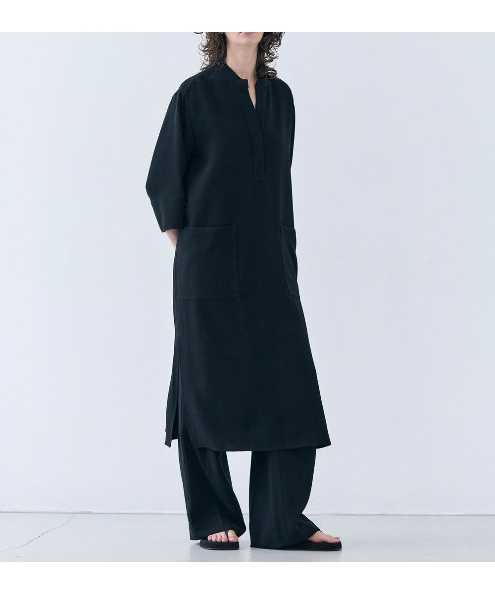 【ベイジ,/BEIGE,】の【洗える】RUE / クロスオーバーVネックワンピース インテリア・キッズ・メンズ・レディースファッション・服の通販 founy(ファニー) 　ファッション　Fashion　レディースファッション　Ladies' Fashion Online　ワンピース　Dress　とろみ　Thickness　カットソー　Cut And Sew　スタンド　Stand　タートル　Turtle　リラックス　Relax　ロング　Long　ワイド　Wide　エレガント 上品　Elegant　ビジネス 仕事 通勤　Business　夏　Summer　春　Spring　S/S・春夏　Ss・Spring/Summer　洗える　Washable　A/W・秋冬　Aw・Autumn/Winter・Fw・Fall-Winter　Black|ID: prp329100004532480 ipo3291000000032662820