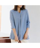 【ティアクラッセ/Tiaclasse】の【洗える】サイドボタンシャツチュニックブラウス ブルー|ID: prp329100004532497 ipo3291000000032495785