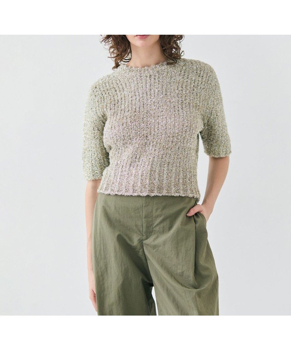 【ベイジ,/BEIGE,】の【洗える・Precious 4月号掲載】TRITOMA / ラメクルーネック半袖ニット 人気、トレンドファッション・服の通販 founy(ファニー) 　雑誌掲載アイテム　Magazine Items　ファッション雑誌　Fashion Magazines　プレシャス　Precious　ファッション　Fashion　レディースファッション　WOMEN　トップス・カットソー　Tops/Tshirt　ニット　Knit Tops　春　Spring　洗える　Washable　コンパクト　Compact　4月号　April Issue　シルバー　Silver　セーター　Sweater　雑誌　Magazine　デニム　Denim　半袖　Short Sleeve　S/S・春夏　Ss・Spring/Summer　再入荷　Restock/Back In Stock/Re Arrival　夏　Summer　 other-1|ID: prp329100004532527 ipo3291000000032038482
