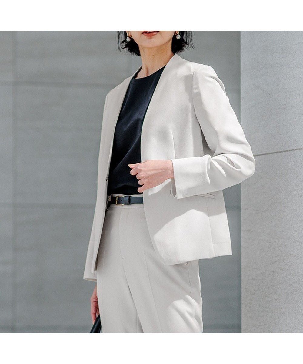 【23区/NIJYUSANKU】の【セットアップ対応/洗える】ドライツイル ノーカラー ジャケット 人気、トレンドファッション・服の通販 founy(ファニー) 　ファッション　Fashion　レディースファッション　WOMEN　アウター　Coat Outerwear　ジャケット　Jackets　ノーカラージャケット　No Collar Leather Jackets　春　Spring　洗える　Washable　シンプル　Simple　ジャケット　Jacket　セットアップ　Set Up　ドレープ　Drape　バランス　Balance　リネン　Linen　S/S・春夏　Ss・Spring/Summer　再入荷　Restock/Back In Stock/Re Arrival　夏　Summer　2024年　2024　2024春夏・S/S　Ss,Spring/Summer,2024　エレガント 上品　Elegant　 other-1|ID: prp329100004532554 ipo3291000000032038705