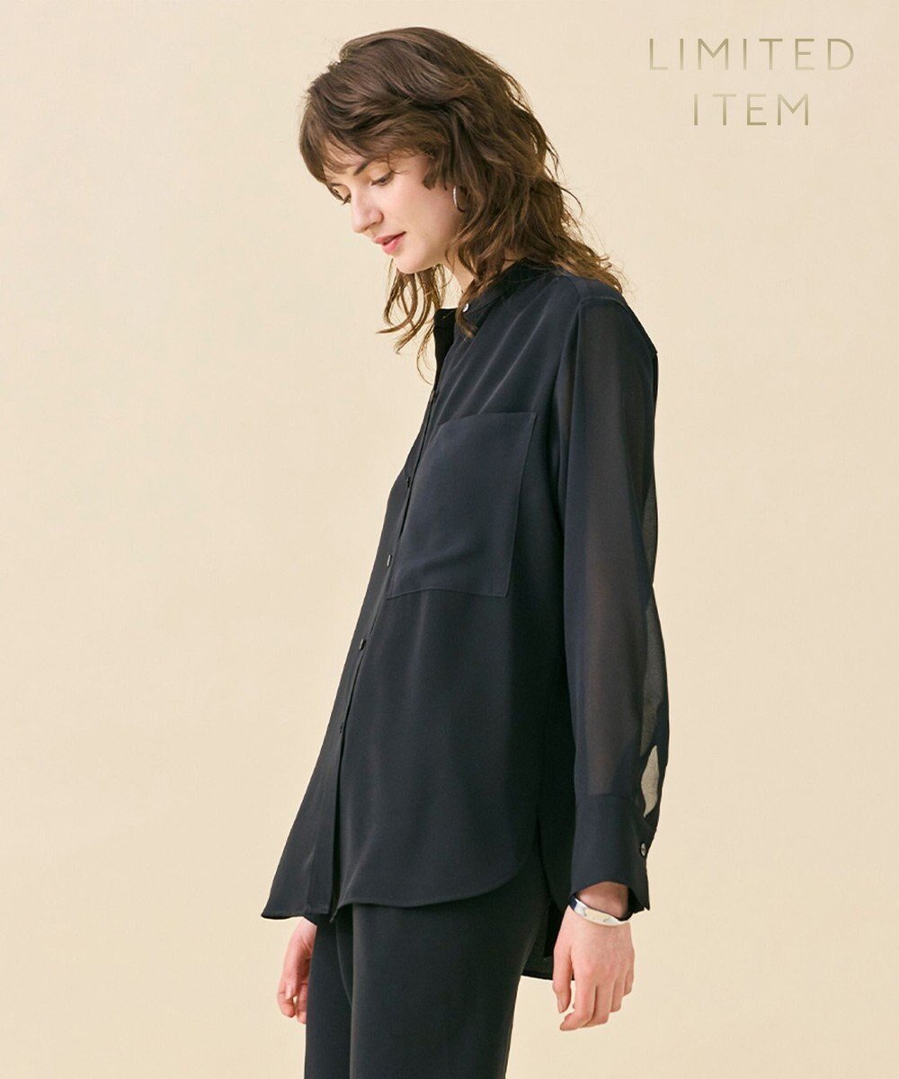 【ベイジ,/BEIGE,】の【WEB限定・洗える】CELOSIA / シアースリーブスタンドカラーブラウス インテリア・キッズ・メンズ・レディースファッション・服の通販 founy(ファニー) 　ファッション　Fashion　レディースファッション　Fashion for Women　トップス・カットソー　Cut & Sew Tops　シャツ・ブラウス・オフィスカジュアル　Elegant Blouses & Button-Ups　夏　Summer　春　Spring　S/S・春夏　SS, Spring/Summer, Warm Season　洗える　Machine Washable　Black|ID: prp329100004532557 ipo3291000000033076714