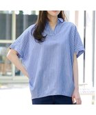 【ティアクラッセ/Tiaclasse】の【洗える】 リネンミックススキッパーシャツ サックスストライプ|ID: prp329100004532561 ipo3291000000032426546