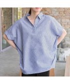 【ティアクラッセ/Tiaclasse】の【洗える】 リネンミックススキッパーシャツ ブルーストライプ|ID: prp329100004532561 ipo3291000000032426547