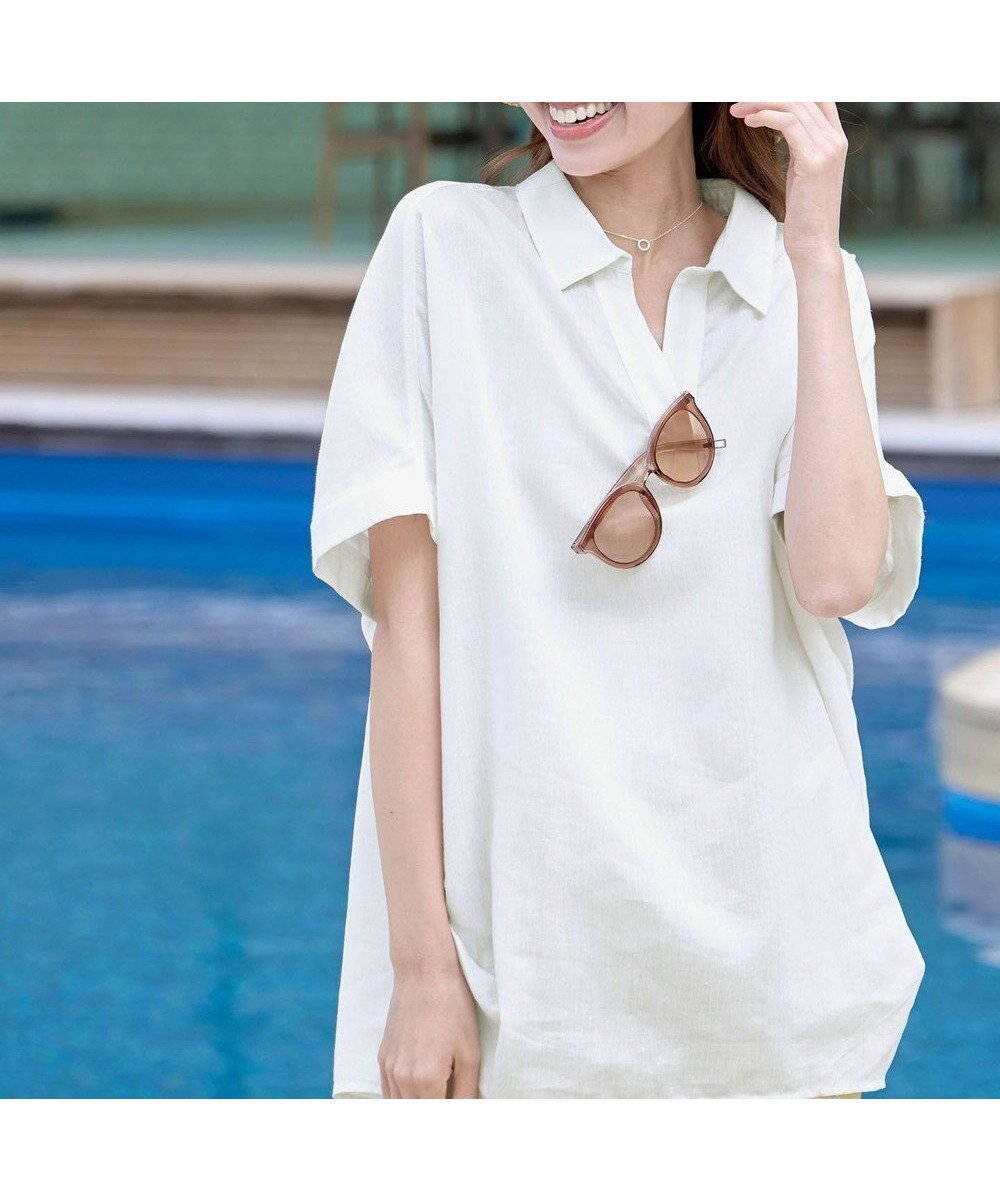 【ティアクラッセ/Tiaclasse】の【洗える】 リネンミックススキッパーシャツ インテリア・キッズ・メンズ・レディースファッション・服の通販 founy(ファニー) 　ファッション　Fashion　レディースファッション　Fashion for Women　トップス・カットソー　Cut & Sew Tops　シャツ・ブラウス・オフィスカジュアル　Elegant Blouses & Button-Ups　アクセサリー　Fashion Accessories　春　Spring　洗える　Machine Washable　カフス　Cuff Design　カーディガン　Cardigan, Knitwear　スキッパー　Skipper, Open Collar　チュニック　Tunic, Long Top　なめらか　Smooth, Silky Texture　ポケット　Pocket, Pocket Detail　リネン　Linen, Linen Fabric　S/S・春夏　SS, Spring/Summer, Warm Season　再入荷　Restock / Back in Stock　夏　Summer　新作・新入荷　New Arrivals / New In　オフホワイト|ID: prp329100004532561 ipo3291000000036116294