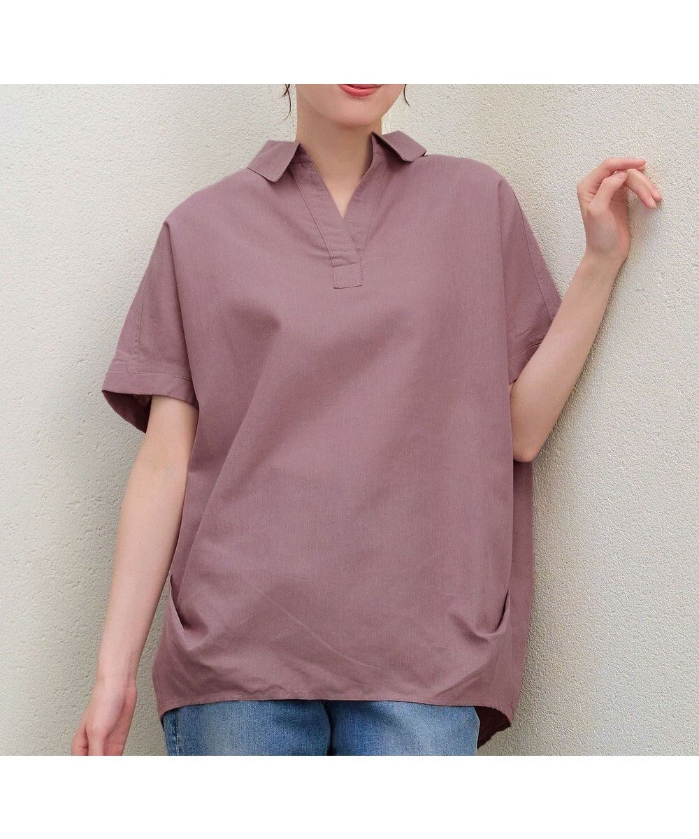 【ティアクラッセ/Tiaclasse】の【洗える】 リネンミックススキッパーシャツ インテリア・キッズ・メンズ・レディースファッション・服の通販 founy(ファニー) 　ファッション　Fashion　レディースファッション　Fashion for Women　トップス・カットソー　Cut & Sew Tops　シャツ・ブラウス・オフィスカジュアル　Elegant Blouses & Button-Ups　アクセサリー　Fashion Accessories　春　Spring　洗える　Machine Washable　カフス　Cuff Design　カーディガン　Cardigan, Knitwear　スキッパー　Skipper, Open Collar　チュニック　Tunic, Long Top　なめらか　Smooth, Silky Texture　ポケット　Pocket, Pocket Detail　リネン　Linen, Linen Fabric　S/S・春夏　SS, Spring/Summer, Warm Season　再入荷　Restock / Back in Stock　夏　Summer　新作・新入荷　New Arrivals / New In　ピンク|ID: prp329100004532561 ipo3291000000036116298