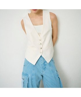 【グレース コンチネンタル/GRACE CONTINENTAL】のリネン混ツイルジレ 人気、トレンドファッション・服の通販 founy(ファニー) ファッション Fashion レディースファッション WOMEN アウター Coat Outerwear トップス・カットソー Tops/Tshirt ベスト/ジレ Gilets/Vests ジャケット Jacket タンク Tank ダウン Down ツイル Twill デニム Denim トレンド Trend ベスト Vest マキシ Maxi ミドル Middle リゾート Resort リネン Linen ロング Long 夏 Summer 春 Spring S/S・春夏 Ss・Spring/Summer |ID:prp329100004532590
