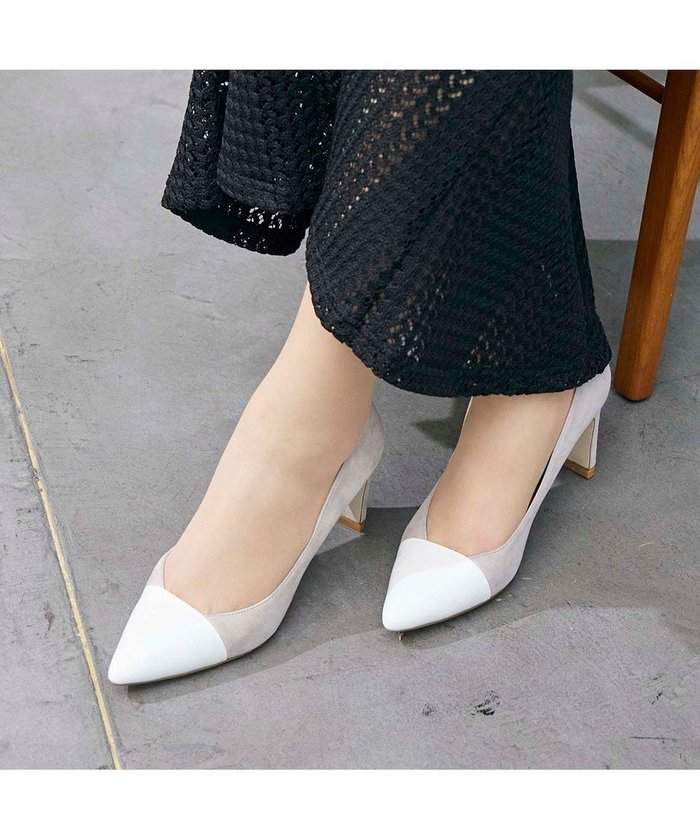 【モード エ ジャコモ/MODE ET JACOMO】のMODE ET JACOMO 異素材コンビポインテッドトゥパンプス インテリア・キッズ・メンズ・レディースファッション・服の通販 founy(ファニー) https://founy.com/ ファッション Fashion レディースファッション Fashion for Women クール Cool, Chic シューズ Shoes, Footwear スクエア Square, Square Shape ホリデーシーズン Holiday Season |ID: prp329100004532598 ipo3291000000034656819