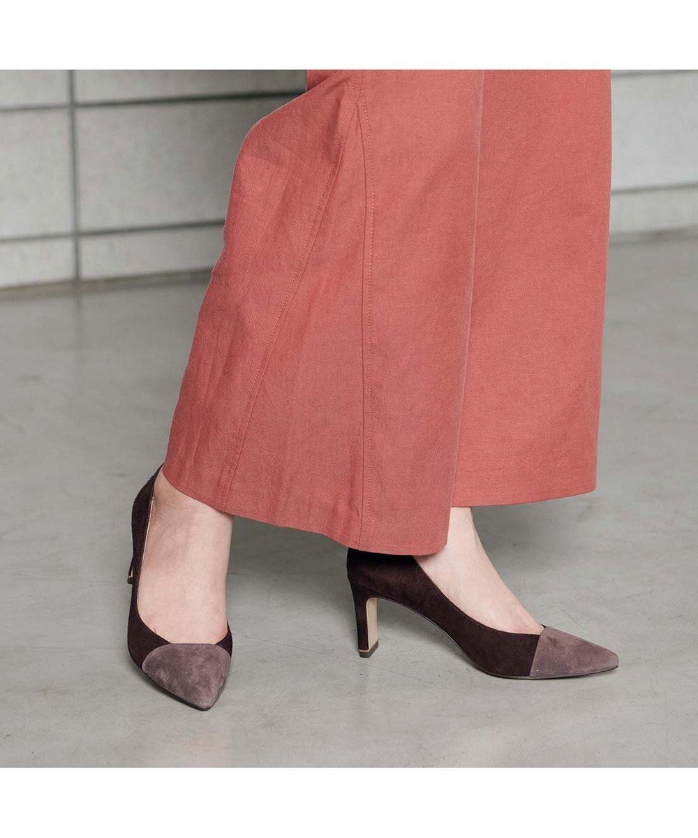 【モード エ ジャコモ/MODE ET JACOMO】のMODE ET JACOMO 異素材コンビポインテッドトゥパンプス インテリア・キッズ・メンズ・レディースファッション・服の通販 founy(ファニー) 　ファッション　Fashion　レディースファッション　Fashion for Women　クール　Cool, Chic　シューズ　Shoes, Footwear　スクエア　Square, Square Shape　ホリデーシーズン　Holiday Season　ダークブラウンスエード|ID: prp329100004532598 ipo3291000000034656822