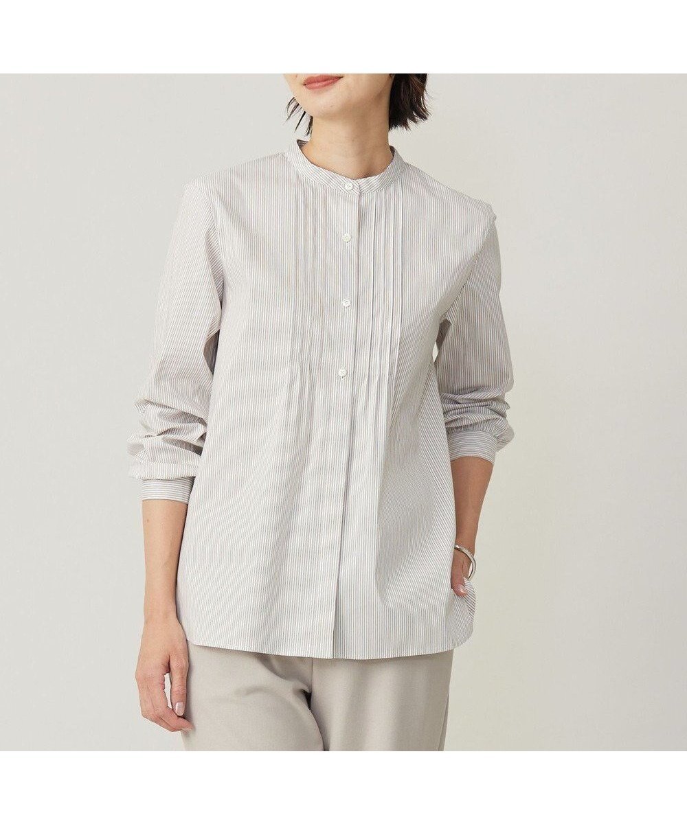 【ジェイ プレス/J.PRESS】の【洗える】BEZコットンナイロン ストライプ ピンタック ブラウス インテリア・キッズ・メンズ・レディースファッション・服の通販 founy(ファニー) 　ファッション　Fashion　レディースファッション　Fashion for Women　トップス・カットソー　Cut & Sew Tops　シャツ・ブラウス・オフィスカジュアル　Elegant Blouses & Button-Ups　ギャザー　Gathered, Ruffled　ストライプ　Stripe, Striped Pattern　ストレッチ　Stretch, Stretchy Fabric　チュニック　Tunic, Long Top　エレガント 上品　Elegant　夏　Summer　春　Spring　S/S・春夏　SS, Spring/Summer, Warm Season　洗える　Machine Washable　A/W・秋冬　Autumn/Winter　ピンク×ホワイトストライプ系1|ID: prp329100004532628 ipo3291000000033513582