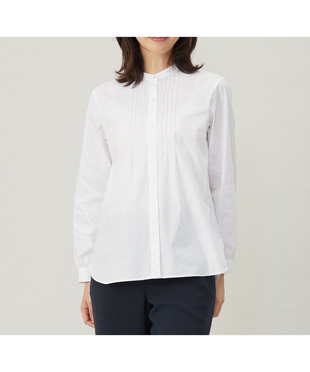 【ジェイ プレス/J.PRESS】の【洗える】BEZコットンナイロン ストライプ ピンタック ブラウス インテリア・キッズ・メンズ・レディースファッション・服の通販 founy(ファニー) 　ファッション　Fashion　レディースファッション　Fashion for Women　トップス・カットソー　Cut & Sew Tops　シャツ・ブラウス・オフィスカジュアル　Elegant Blouses & Button-Ups　ギャザー　Gathered, Ruffled　ストライプ　Stripe, Striped Pattern　ストレッチ　Stretch, Stretchy Fabric　チュニック　Tunic, Long Top　エレガント 上品　Elegant　夏　Summer　春　Spring　S/S・春夏　SS, Spring/Summer, Warm Season　洗える　Machine Washable　A/W・秋冬　Autumn/Winter　ホワイトドビー系1|ID: prp329100004532628 ipo3291000000033513584