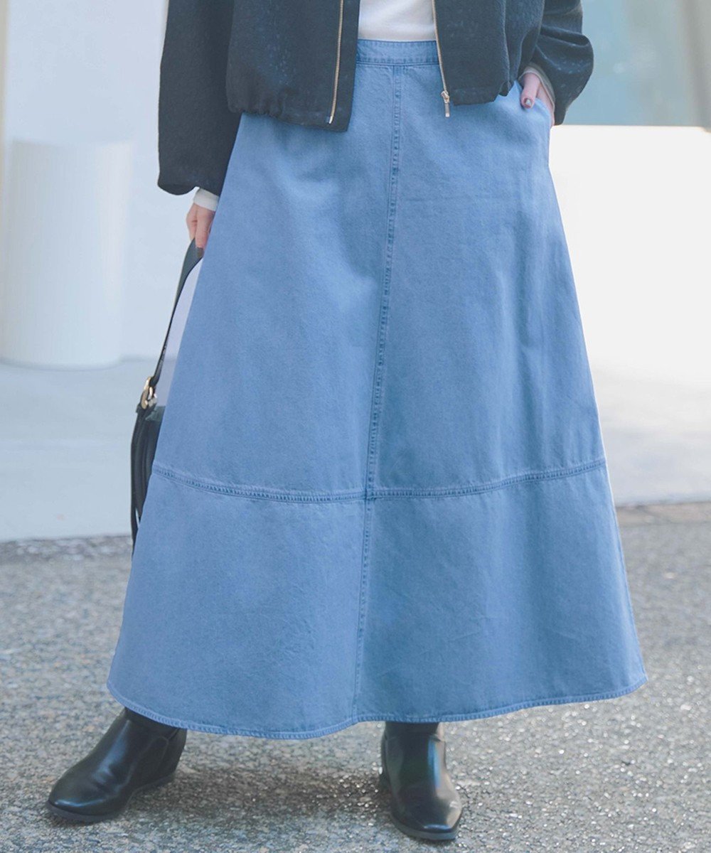 【23区/NIJYUSANKU】の【洗える】ライトダンガリー フレア スカート 人気、トレンドファッション・服の通販 founy(ファニー) 　ファッション　Fashion　レディースファッション　WOMEN　スカート　Skirt　Aライン/フレアスカート　Flared A-Line Skirts　インディゴ　Indigo　春　Spring　洗える　Washable　カットソー　Cut And Sew　クロップド　Cropped　スリーブ　Sleeve　ツイル　Twill　デニム　Denim　ビスチェ　Bustier　フレア　Flare　ワイド　Wide　S/S・春夏　Ss・Spring/Summer　夏　Summer　エレガント 上品　Elegant　2025年　2025　2025春夏・S/S　Ss,Spring/Summer,2025　 other-1|ID: prp329100004532630 ipo3291000000032039063