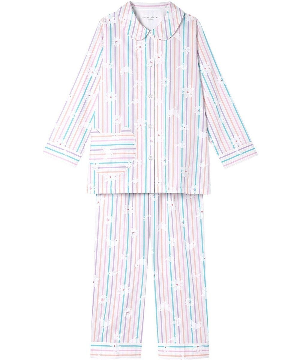 【ツモリチサト スリープ/tsumori chisato SLEEP】のツモリチサト パジャマ 長袖 長ズボン 綿100%(本体) サテン レディース UDX557 /ワコール インテリア・キッズ・メンズ・レディースファッション・服の通販 founy(ファニー) 　ファッション　Fashion　レディースファッション　WOMEN　トップス・カットソー　Tops/Tshirt　サテン　Satin　ネコ　Cat　パジャマ　Pajamas　ボトム　Bottom　ポケット　Pocket　モチーフ　Motif　手描き　Hand Drawn　長袖　Long Sleeve　アイボリー|ID: prp329100004532652 ipo3291000000032170902