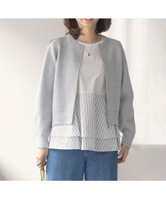 【組曲/KUMIKYOKU】のスウェットライクニットブルゾン インテリア・キッズ・メンズ・レディースファッション・服の通販 founy(ファニー) https://founy.com/ ファッション Fashion レディースファッション Fashion for Women アウター Coat / Outerwear Collection ブルゾンジャケット・スポーティアウター Blouson Jackets トップス・カットソー Cut & Sew Tops ニット Knit Tops & Sweaters レディースパーカー・カジュアルフーディー Casual Hoodies & Sweatshirts スウェット・クルーネックトップス Sweatshirts & Crewnecks / Relaxed Fit Sweat Tops 春 Spring コンパクト Compact, Small Size ストレッチ Stretch, Stretchy Fabric スリット Slit, Slit Detail セーター Sweater, Knitwear ダブル Double, Double-Breasted トレンド Trend, Trending Now ポケット Pocket, Pocket Detail S/S・春夏 SS, Spring/Summer, Warm Season 夏 Summer |ID: prp329100004532670 ipo3291000000032991738