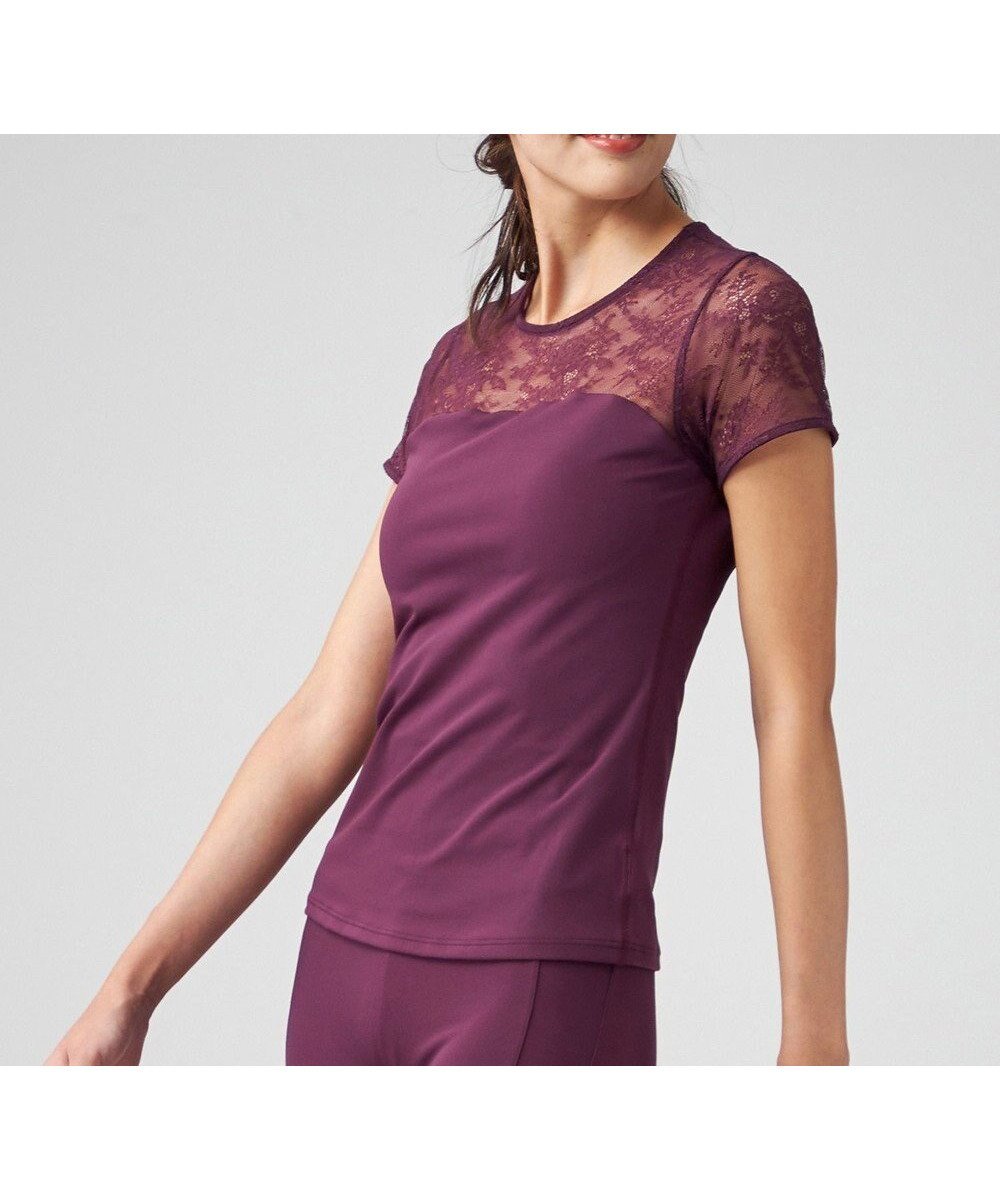 【チャコット/Chacott】のChacott BALANCE レースコンビトップ インテリア・キッズ・メンズ・レディースファッション・服の通販 founy(ファニー) 　ファッション　Fashion　レディースファッション　WOMEN　トップス・カットソー　Tops/Tshirt　コンビ　Combination　吸水　Water Absorption　抗菌　Antibacterial　シンプル　Simple　ストレッチ　Stretch　パウダー　Powder　フィット　Fit　ブラジャー　Bra　ベーシック　Basic　メッシュ　Mesh　モチーフ　Motif　レース　Race　ブラックベリー|ID: prp329100004532753 ipo3291000000032039493