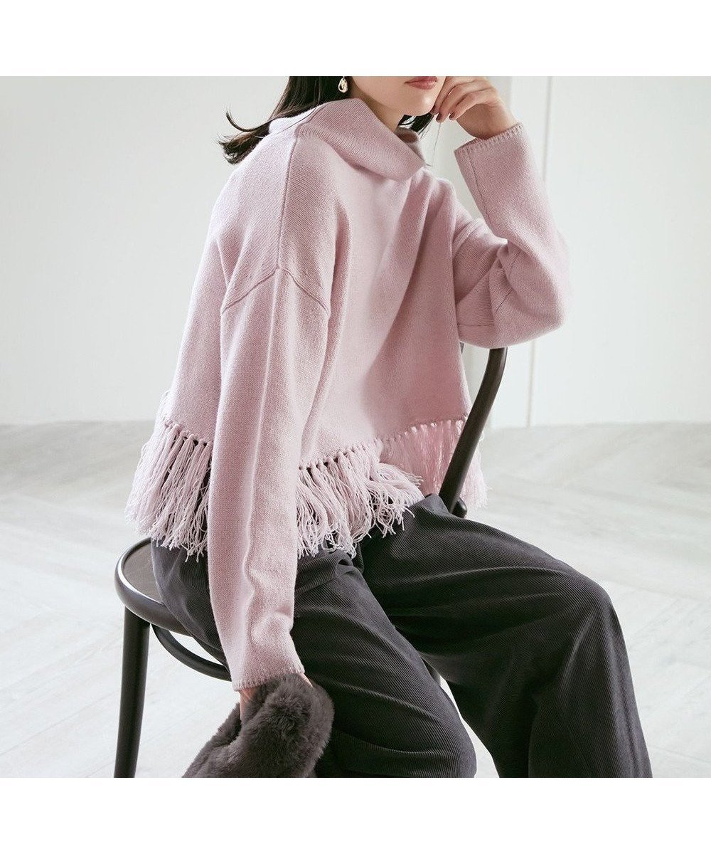 【23区/NIJYUSANKU】の【SLOW/一部店舗限定】ニットトータル フリンジ ニット インテリア・キッズ・メンズ・レディースファッション・服の通販 founy(ファニー) 　ファッション　Fashion　レディースファッション　WOMEN　トップス・カットソー　Tops/Tshirt　ニット　Knit Tops　イタリア　Italy　春　Spring　セーター　Sweater　タートル　Turtle　トレンド　Trend　ハイネック　High Neck　フリンジ　Fringe　冬　Winter　A/W・秋冬　Aw・Autumn/Winter・Fw・Fall-Winter　おすすめ　Recommend　2024年　2024　2024-2025秋冬・A/W　Aw/Autumn/Winter/Fw/Fall/2024-2025　ピンク系|ID: prp329100004532919 ipo3291000000032040199