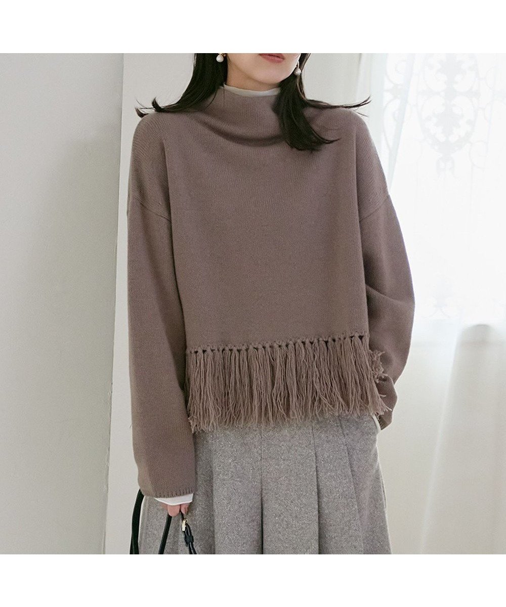 【23区/NIJYUSANKU】の【SLOW/一部店舗限定】ニットトータル フリンジ ニット インテリア・キッズ・メンズ・レディースファッション・服の通販 founy(ファニー) 　ファッション　Fashion　レディースファッション　WOMEN　トップス・カットソー　Tops/Tshirt　ニット　Knit Tops　イタリア　Italy　春　Spring　セーター　Sweater　タートル　Turtle　トレンド　Trend　ハイネック　High Neck　フリンジ　Fringe　冬　Winter　A/W・秋冬　Aw・Autumn/Winter・Fw・Fall-Winter　おすすめ　Recommend　2024年　2024　2024-2025秋冬・A/W　Aw/Autumn/Winter/Fw/Fall/2024-2025　ブラウン系|ID: prp329100004532919 ipo3291000000032040201