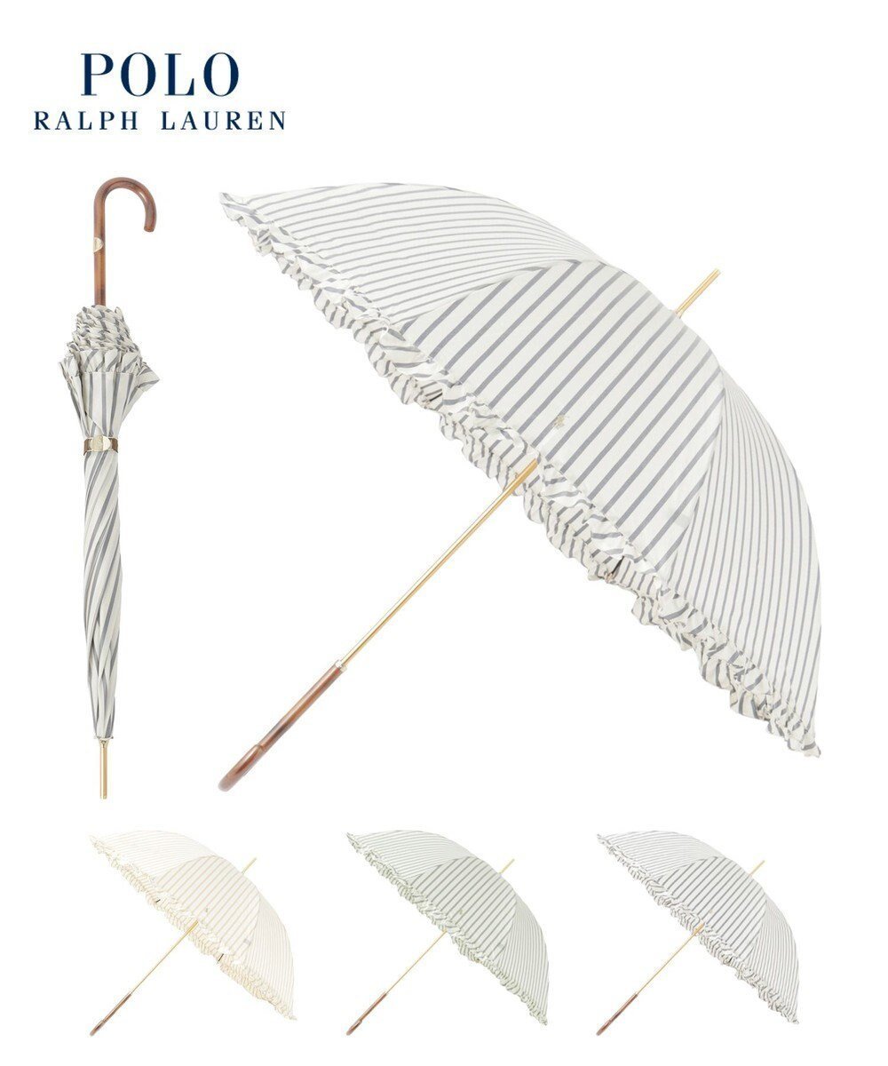 【ムーンバット/MOONBAT】のPOLO RALPH LAUREN 長傘 ストライプ×フリル インテリア・キッズ・メンズ・レディースファッション・服の通販 founy(ファニー) 　ファッション　Fashion　レディースファッション　WOMEN　傘 / レイングッズ　Umbrellas/Rainwear　アイビー　Ivy　ストライプ　Stripe　ニューヨーク　New York　フリル　Frills　傘　Umbrella　ネイビーブルー|ID: prp329100004532975 ipo3291000000032040454