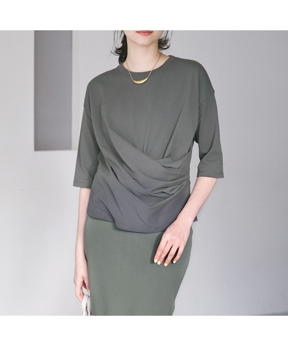 【23区/NIJYUSANKU】の【SLOW/一部店舗限定】MVSコットン カシュクール 5分丈 Tシャツ 人気、トレンドファッション・服の通販 founy(ファニー) 　ファッション　Fashion　レディースファッション　Ladies' Fashion Online　トップス・カットソー　Tops/Tshirt　シャツ/ブラウス　Shirts/Blouses　ロング / Tシャツ　T-Shirts　カットソー　Cut and Sewn　インナー　Inner　エレガント 上品　Elegant　春　Spring　カシュクール　Cachecoeur　カットソー　Cut And Sew　ジャケット　Jacket　ダウン　Down　ドレープ　Drape　フレア　Flare　フレアースカート　Flared Skirt　ワイド　Wide　S/S・春夏　Ss・Spring/Summer　おすすめ　Recommend　夏　Summer　2025年　2025　2025春夏・S/S　Ss,Spring/Summer,2025　 other-1|ID: prp329100004533088 ipo3291000000032671098