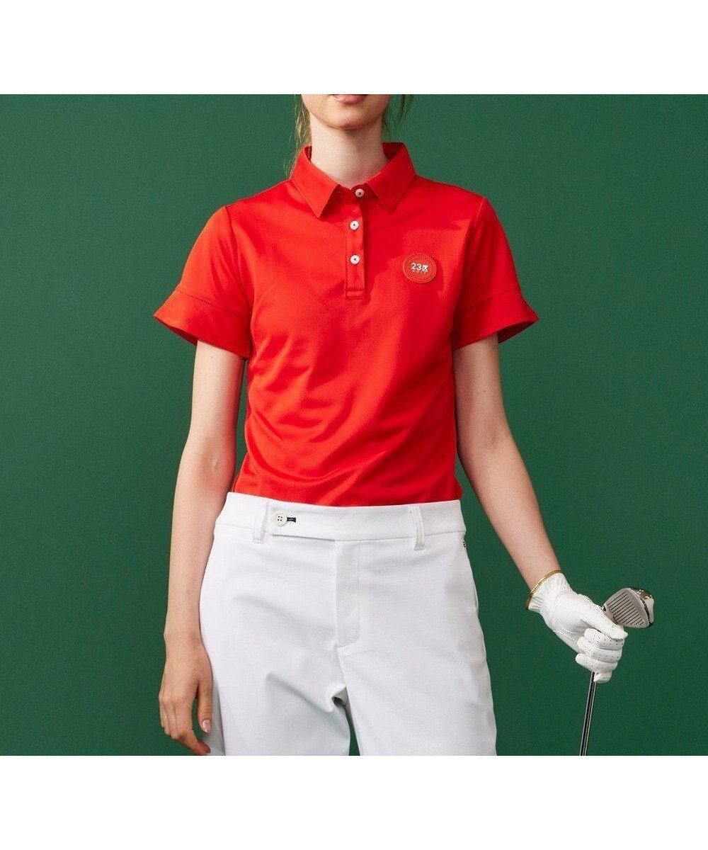 【23区 ゴルフ/NIJYUSANKU GOLF】の盛夏対応のマルチ機能【接触冷感・UVケア・吸水速乾】【WOMEN】 カノコシャツ インテリア・キッズ・メンズ・レディースファッション・服の通販 founy(ファニー) 　ファッション　Fashion　レディースファッション　WOMEN　トップス・カットソー　Tops/Tshirt　シャツ/ブラウス　Shirts/Blouses　ポロシャツ　Polo Shirts　オレンジ　Orange　シンプル　Simple　フレア　Flare　プリント　Print　ベーシック　Basic　ポロシャツ　Polo Shirt　吸水　Water Absorption　夏　Summer　A/W・秋冬　Aw・Autumn/Winter・Fw・Fall-Winter　軽量　Lightweight　オレンジ系|ID: prp329100004533133 ipo3291000000032041106