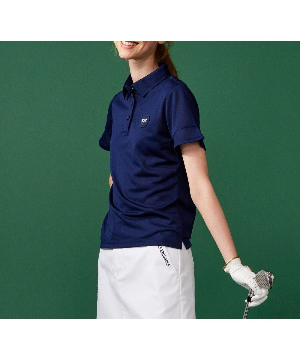 【23区 ゴルフ/NIJYUSANKU GOLF】の盛夏対応のマルチ機能【接触冷感・UVケア・吸水速乾】【WOMEN】 カノコシャツ インテリア・キッズ・メンズ・レディースファッション・服の通販 founy(ファニー) 　ファッション　Fashion　レディースファッション　WOMEN　トップス・カットソー　Tops/Tshirt　シャツ/ブラウス　Shirts/Blouses　ポロシャツ　Polo Shirts　オレンジ　Orange　シンプル　Simple　フレア　Flare　プリント　Print　ベーシック　Basic　ポロシャツ　Polo Shirt　吸水　Water Absorption　夏　Summer　A/W・秋冬　Aw・Autumn/Winter・Fw・Fall-Winter　軽量　Lightweight　ネイビー系|ID: prp329100004533133 ipo3291000000032041108