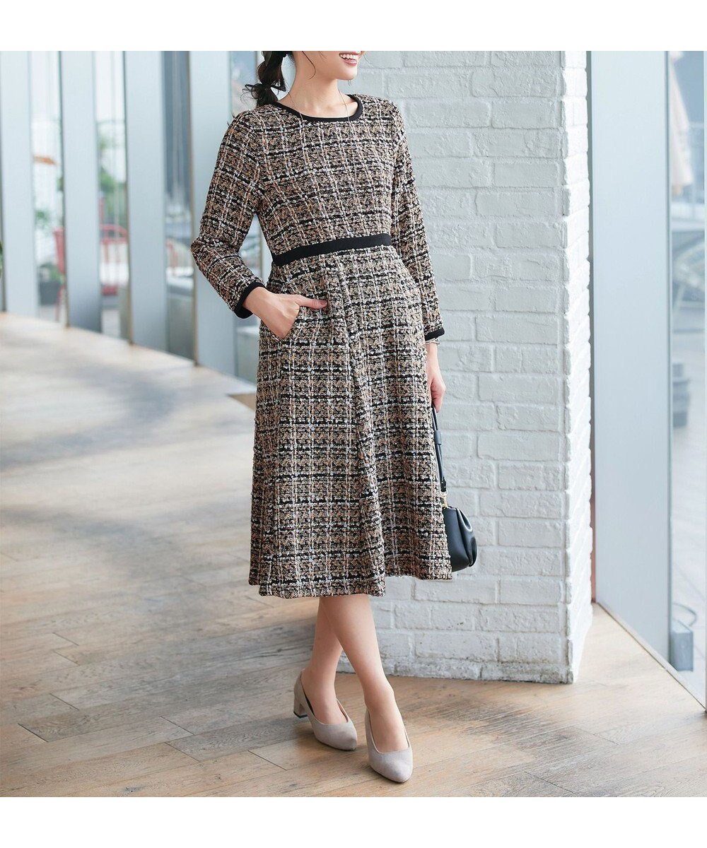 【ティアクラッセ/Tiaclasse】の【安田美沙子さん着用・洗える】配色ツイードワンピース インテリア・キッズ・メンズ・レディースファッション・服の通販 founy(ファニー) ファッション Fashion レディースファッション Fashion for Women ワンピース Dresses アクセサリー Fashion Accessories ウォッシャブル Machine Washable オケージョン Occasion Wear 春 Spring 洗える Machine Washable 秋 Autumn シューズ Shoes, Footwear ツイード Twill, Twill Weave 長袖 Long Sleeve, Full Sleeve フィット Fit, Slim Fit フレア Flare, Flared ポケット Pocket, Pocket Detail 無地 Plain, Solid Color リップ Lip, Lip Motif 冬 Winter / This Winter A/W・秋冬 Autumn/Winter 再入荷 Restock / Back in Stock エレガント 上品 Elegant セレモニー Ceremony 新作・新入荷 New Arrivals / New In ベージュ|ID: prp329100004533152 ipo3291000000034143668