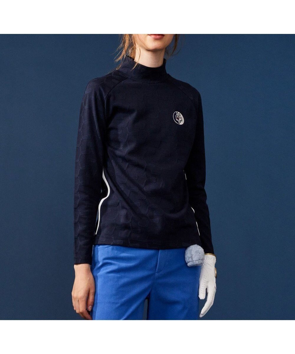 【23区 ゴルフ/NIJYUSANKU GOLF】の【WOMEN】クラブジャガード柄 モックネックシャツ インテリア・キッズ・メンズ・レディースファッション・服の通販 founy(ファニー) 　ファッション　Fashion　レディースファッション　WOMEN　トップス・カットソー　Tops/Tshirt　シャツ/ブラウス　Shirts/Blouses　パーカ　Sweats　スウェット　Sweat　コーデュロイ　Corduroy　ゴルフ　Golf　スウェット　Sweat　冬　Winter　秋　Autumn/Fall　A/W・秋冬　Aw・Autumn/Winter・Fw・Fall-Winter　ネイビー系|ID: prp329100004533155 ipo3291000000032041192