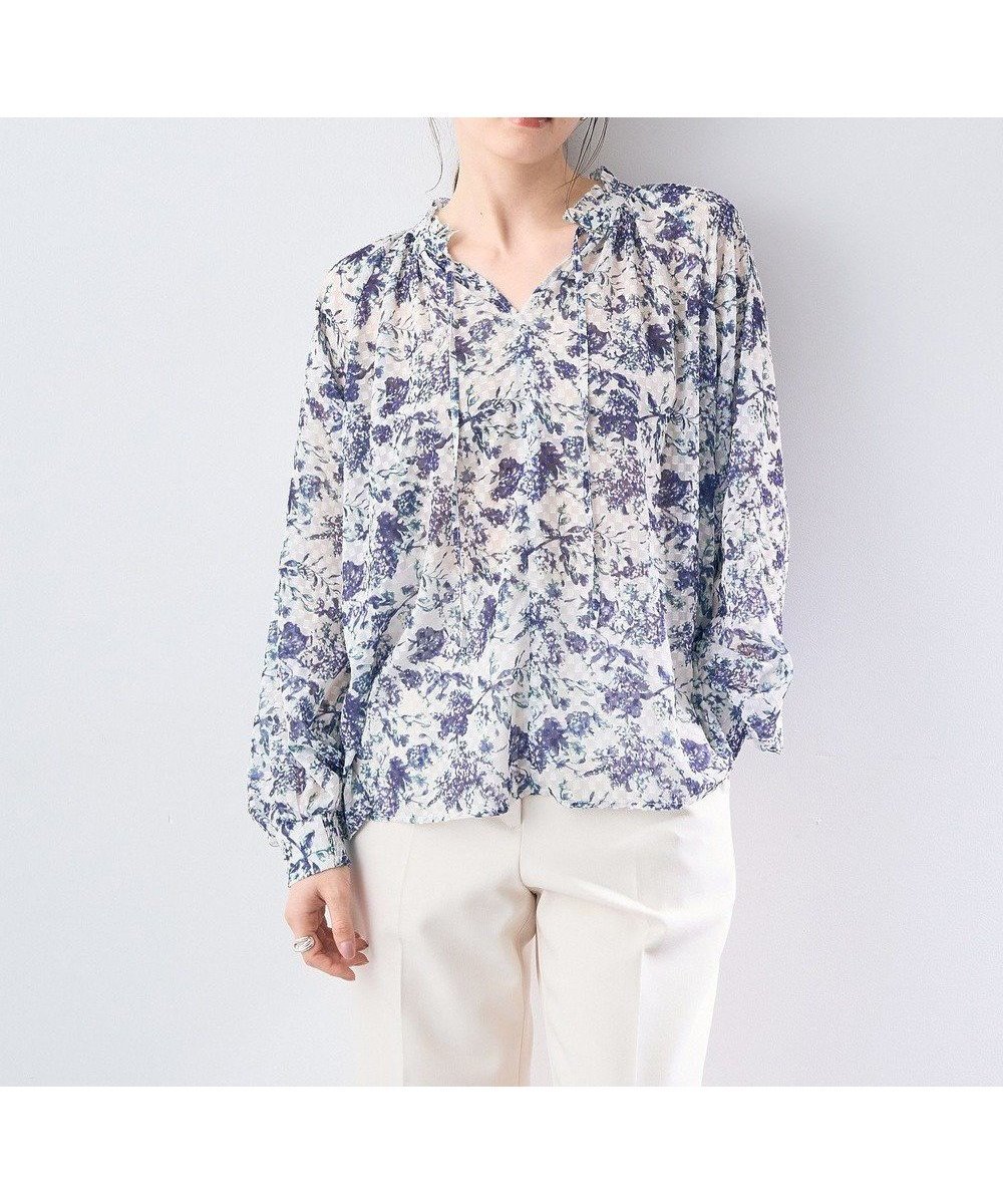 【イェッカ ヴェッカ/YECCA VECCA】のボタニカル柄シアージャガードブラウス 人気、トレンドファッション・服の通販 founy(ファニー) 　ファッション　Fashion　レディースファッション　WOMEN　トップス・カットソー　Tops/Tshirt　シャツ/ブラウス　Shirts/Blouses　おすすめ　Recommend　エアリー　Airy　シアー　Sheer　シャーリング　Shirring　ジャカード　Jacquard　スキッパー　Skipper　フェミニン　Feminine　フリル　Frills　ボタニカル　Botanical　ポケット　Pocket　リボン　Ribbon　エレガント 上品　Elegant　夏　Summer　春　Spring　S/S・春夏　Ss・Spring/Summer　 other-1|ID: prp329100004533238 ipo3291000000032209764