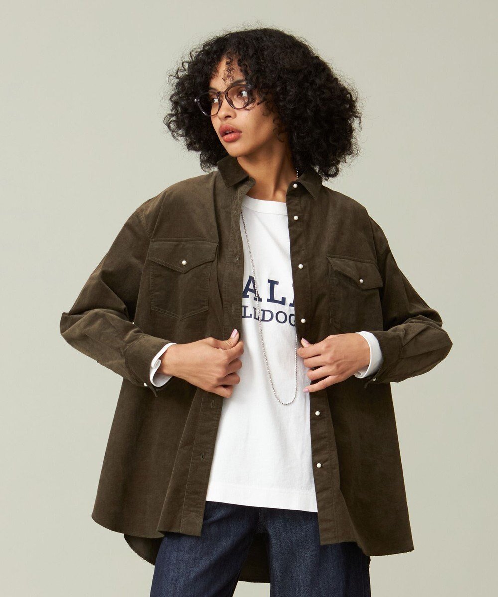 【ジェイプレスヨークストリート/J.PRESS YORK STREET】の【WOMEN】コーデュロイ ロングブラウス インテリア・キッズ・メンズ・レディースファッション・服の通販 founy(ファニー) 　ファッション　Fashion　レディースファッション　WOMEN　トップス・カットソー　Tops/Tshirt　シャツ/ブラウス　Shirts/Blouses　ウォッシュ　Wash　カーディガン　Cardigan　コーデュロイ　Corduroy　シンプル　Simple　ベーシック　Basic　ロング　Long　A/W・秋冬　Aw・Autumn/Winter・Fw・Fall-Winter　カーキ系|ID: prp329100004533360 ipo3291000000032042008