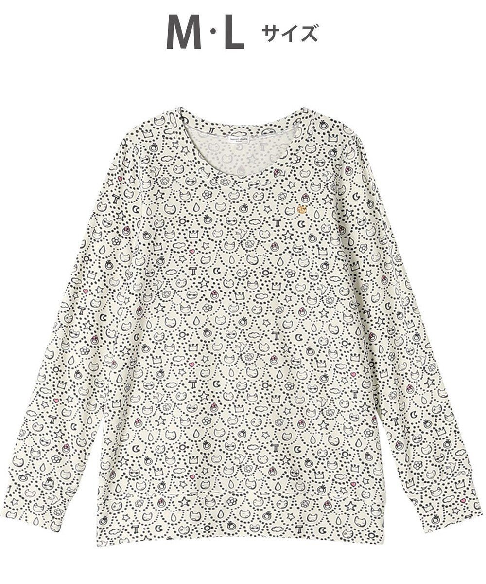 【ツモリチサト スリープ/tsumori chisato SLEEP】のツモリチサト トップス 長袖 ルームウェア レディース UTW461 /ワコール インテリア・キッズ・メンズ・レディースファッション・服の通販 founy(ファニー) 　ファッション　Fashion　レディースファッション　WOMEN　トップス・カットソー　Tops/Tshirt　アクリル　Acrylic　スカラップ　Scalloped　ネコ　Cat　パジャマ　Pajamas　ワンポイント　One Point　長袖　Long Sleeve　アイボリー|ID: prp329100004533376 ipo3291000000032042067