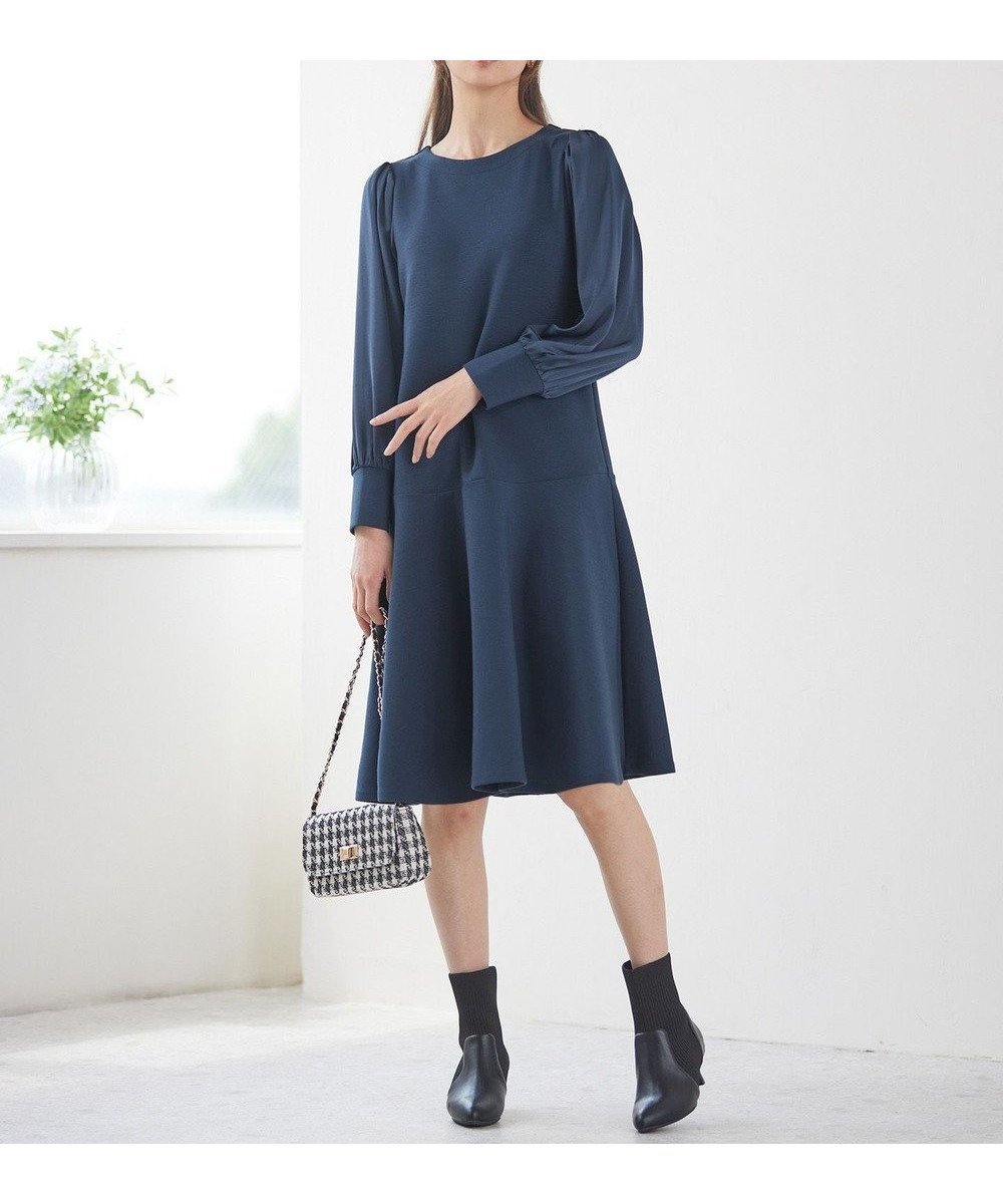 【エニィ スィス/any SiS】の【洗える】サテンコンビダンボール ワンピース 人気、トレンドファッション・服の通販 founy(ファニー) 　ファッション　Fashion　レディースファッション　Fashion for Women　ワンピース　Dresses　サテン　Satin, Glossy Fabric　タイツ　Tights, Legwear　パーティ　Party, Party Style　フェミニン　Feminine, Girly　ペプラム　Peplum, Flared Hem　ロング　Long, Long-Length　洗える　Machine Washable　A/W・秋冬　Autumn/Winter　 other-1|ID: prp329100004533634 ipo3291000000033351858