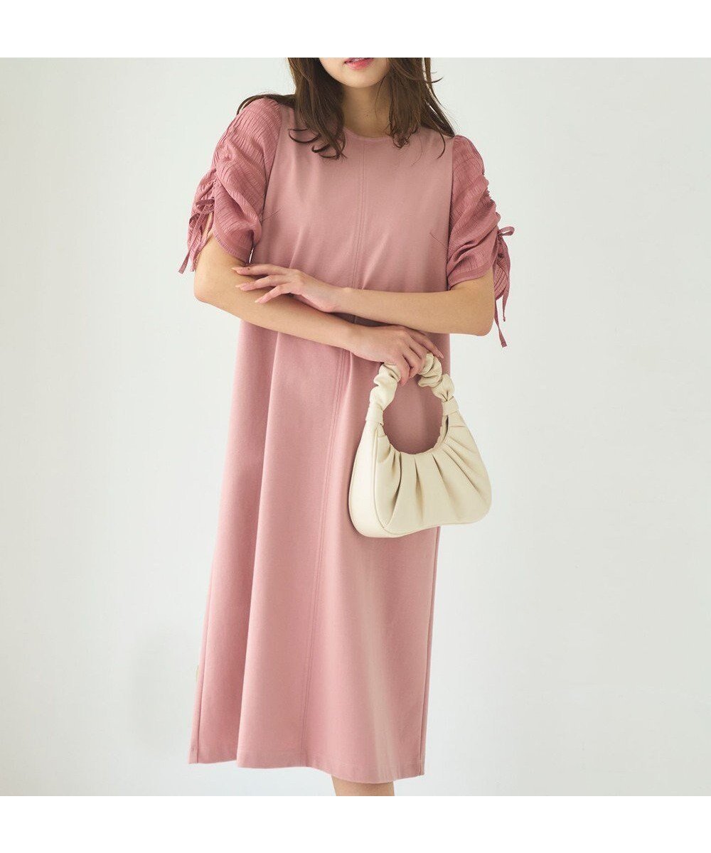【フェルゥ/Feroux】の【洗える】ドロストスリーブカットソー ワンピース インテリア・キッズ・メンズ・レディースファッション・服の通販 founy(ファニー) ファッション Fashion レディースファッション Fashion for Women ワンピース Dresses オケージョン Occasion Wear カットソー Cut and Sewn Top ストレート Straight, Straight Cut スニーカー Sneakers, Trainers チェック Check, Plaid, Tartan 夏 Summer 春 Spring S/S・春夏 SS, Spring/Summer, Warm Season 洗える Machine Washable ピンク系|ID: prp329100004533659 ipo3291000000034757270