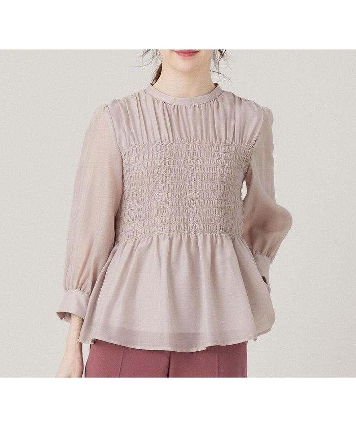 【エニィ スィス/any SiS】の【洗える】オーガンジーシャーリング ブラウス インテリア・キッズ・メンズ・レディースファッション・服の通販 founy(ファニー) https://founy.com/ ファッション Fashion レディースファッション Fashion for Women トップス・カットソー Cut & Sew Tops シャツ・ブラウス・オフィスカジュアル Elegant Blouses & Button-Ups おすすめ Recommended / Our Picks オーガンジー Organza Fabric サテン Satin, Glossy Fabric シャーリング Shirring, Ruched スタンド Stand Collar, Upright Stand デニム Denim, Jeans Material トレンド Trend, Trending Now ビスチェ Bustier, Corset Top ペプラム Peplum, Flared Hem 洗える Machine Washable 秋 Autumn A/W・秋冬 Autumn/Winter |ID: prp329100004533662 ipo3291000000034308467