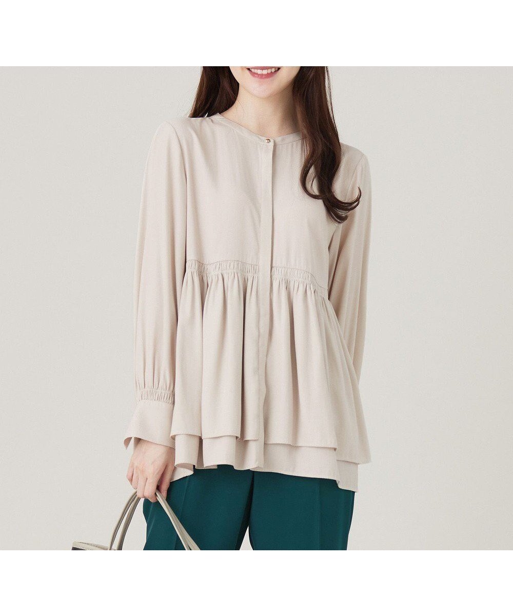 【エニィ スィス/any SiS】の【洗える】かさねシャーリング ブラウス 人気、トレンドファッション・服の通販 founy(ファニー) 　ファッション　Fashion　レディースファッション　Fashion for Women　トップス・カットソー　Cut & Sew Tops　シャツ・ブラウス・オフィスカジュアル　Elegant Blouses & Button-Ups　カフス　Cuff Design　シャーリング　Shirring, Ruched　ツイル　Twist, Twisted Detail　フェミニン　Feminine, Girly　エレガント 上品　Elegant　洗える　Machine Washable　A/W・秋冬　Autumn/Winter　 other-1|ID: prp329100004533664 ipo3291000000034971086