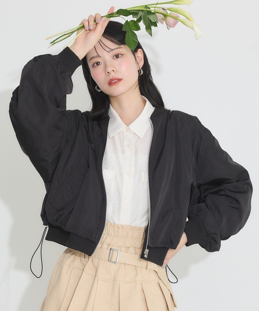 【アースミュージックアンドエコロジー/earth music&ecology】のリバーシブルMA-1 インテリア・キッズ・メンズ・レディースファッション・服の通販 founy(ファニー) 　ファッション　Fashion　レディースファッション　WOMEN　アウター　Coat Outerwear　ジャケット　Jackets　ブルゾン　Blouson/Jackets　MA-1　MA-1　ギャザー　Gather　ジャケット　Jacket　ブルゾン　Blouson　ボトム　Bottom　ポケット　Pocket　リバーシブル　Reversible　レース　Race　夏　Summer　春　Spring　S/S・春夏　Ss・Spring/Summer　Black|ID: prp329100004533669 ipo3291000000032043229