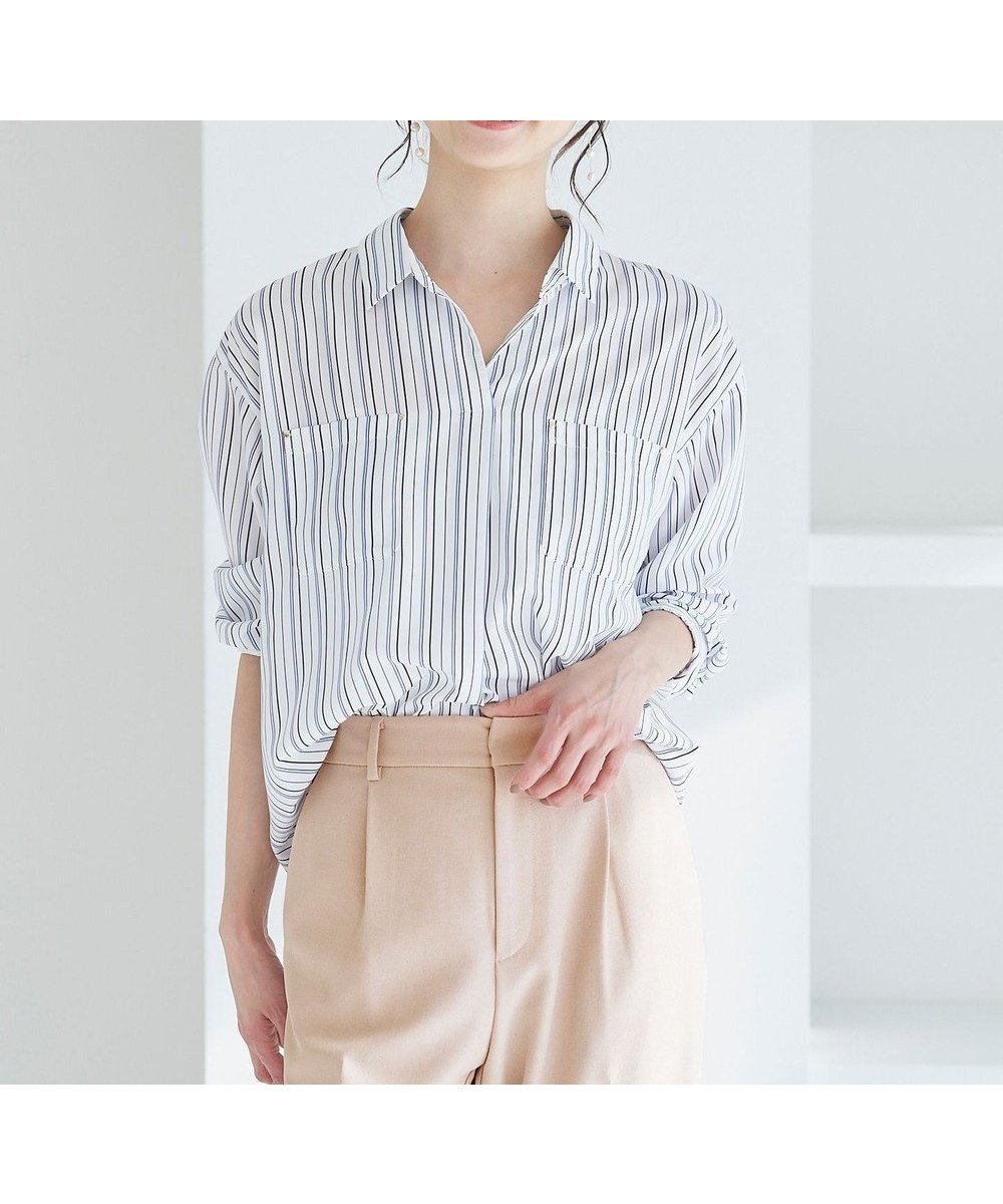 【エニィ スィス/any SiS】の【洗える】トロミシャツカラー ブラウス 人気、トレンドファッション・服の通販 founy(ファニー) 　ファッション　Fashion　レディースファッション　WOMEN　トップス・カットソー　Tops/Tshirt　シャツ/ブラウス　Shirts/Blouses　おすすめ　Recommend　とろみ　Thickness　ショルダー　Shoulder　スキッパー　Skipper　ストライプ　Stripe　ドロップ　Drop　プリント　Print　ポケット　Pocket　ラウンド　Round　エレガント 上品　Elegant　夏　Summer　春　Spring　S/S・春夏　Ss・Spring/Summer　洗える　Washable　 other-1|ID: prp329100004533740 ipo3291000000032130180