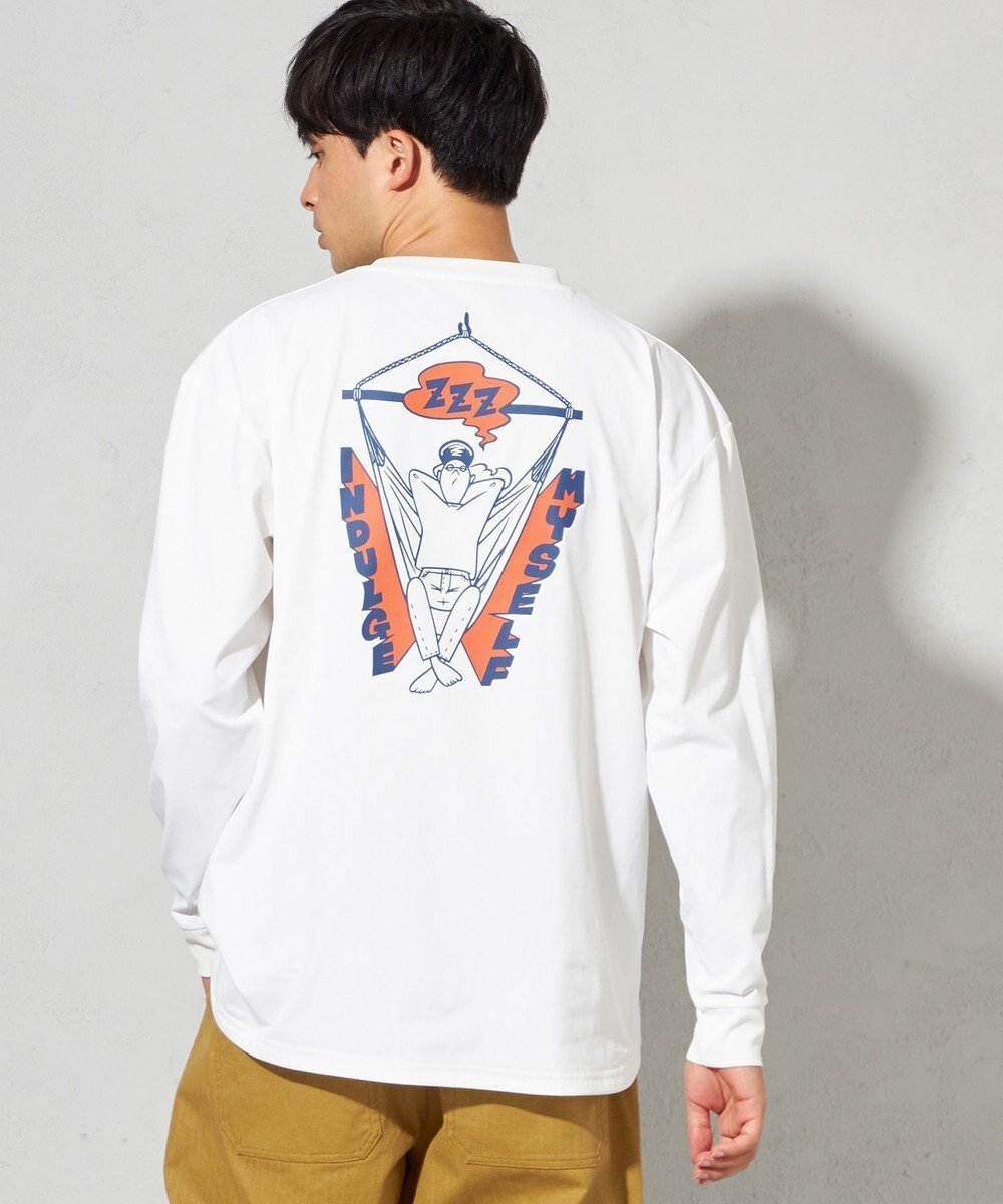 【シェアパーク/SHARE PARK / MEN】の【UNISEX】UVカット アートコラボロングTシャツ〈Hammock〉(L・XLサイズ) インテリア・キッズ・メンズ・レディースファッション・服の通販 founy(ファニー) 　ファッション　Fashion　レディースファッション　Fashion for Women　トップス・カットソー　Cut & Sew Tops　シャツ・ブラウス・オフィスカジュアル　Elegant Blouses & Button-Ups　ロングTシャツ・Tシャツ　Longline T-Shirts & Tees　カットソー・ベーシックTシャツ　Cut-and-Sewn Tops / Stretch Tees & Basics　ユニセックス　Unisex, Genderless　カットソー　Cut and Sewn Top　A/W・秋冬　Autumn/Winter　ホワイト|ID: prp329100004533991 ipo3291000000032776479