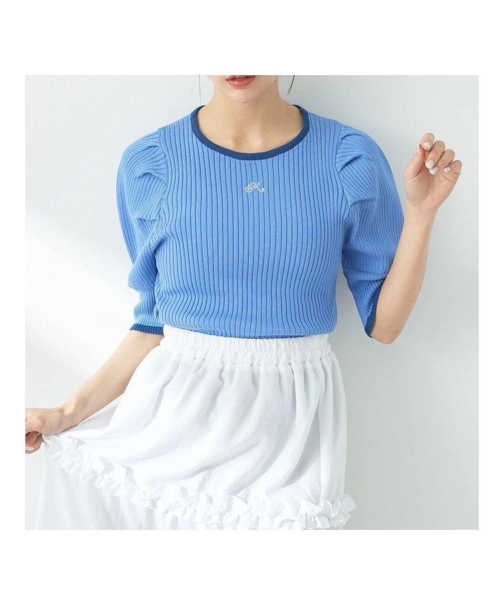 【アースミュージックアンドエコロジー/earth music&ecology】のフロントロゴ配色ニットプルオーバー 人気、トレンドファッション・服の通販 founy(ファニー) 　ファッション　Fashion　レディースファッション　WOMEN　トップス・カットソー　Tops/Tshirt　ニット　Knit Tops　プルオーバー　Pullover　ストーン　Stone　セーター　Sweater　フロント　Front　ポケット　Pocket　ワンポイント　One Point　夏　Summer　春　Spring　S/S・春夏　Ss・Spring/Summer　 other-1|ID: prp329100004534022 ipo3291000000032044673
