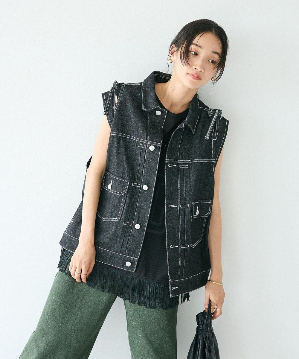 【クラフトスタンダードブティック/CRAFT STANDARD BOUTIQUE】のデニムリボンベスト インテリア・キッズ・メンズ・レディースファッション・服の通販 founy(ファニー) 　ファッション　Fashion　レディースファッション　WOMEN　アウター　Coat Outerwear　トップス・カットソー　Tops/Tshirt　ベスト/ジレ　Gilets/Vests　ショルダー　Shoulder　スウェット　Sweat　スマート　Smart　デニム　Denim　トレンド　Trend　人気　Popularity　ベスト　Vest　ポケット　Pocket　半袖　Short Sleeve　リボン　Ribbon　ロング　Long　A/W・秋冬　Aw・Autumn/Winter・Fw・Fall-Winter　2024年　2024　2024-2025秋冬・A/W　Aw/Autumn/Winter/Fw/Fall/2024-2025　Black|ID: prp329100004534103 ipo3291000000032169477