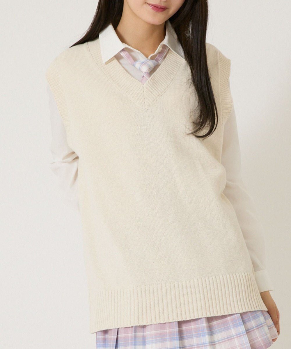 【ウィゴー/WEGO】の【SCHOOLITEM】無地ニットベスト インテリア・キッズ・メンズ・レディースファッション・服の通販 founy(ファニー) 　ファッション　Fashion　レディースファッション　WOMEN　アウター　Coat Outerwear　トップス・カットソー　Tops/Tshirt　ニット　Knit Tops　ベスト/ジレ　Gilets/Vests　スウェット　Sweat　スマホ　Smartphone　ベスト　Vest　半袖　Short Sleeve　夏　Summer　春　Spring　S/S・春夏　Ss・Spring/Summer　無地　Plain Color　長袖　Long Sleeve　オフホワイト|ID: prp329100004534114 ipo3291000000032045023