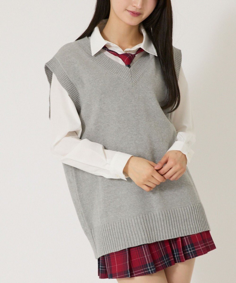 【ウィゴー/WEGO】の【SCHOOLITEM】無地ニットベスト インテリア・キッズ・メンズ・レディースファッション・服の通販 founy(ファニー) 　ファッション　Fashion　レディースファッション　WOMEN　アウター　Coat Outerwear　トップス・カットソー　Tops/Tshirt　ニット　Knit Tops　ベスト/ジレ　Gilets/Vests　スウェット　Sweat　スマホ　Smartphone　ベスト　Vest　半袖　Short Sleeve　夏　Summer　春　Spring　S/S・春夏　Ss・Spring/Summer　無地　Plain Color　長袖　Long Sleeve　杢グレー|ID: prp329100004534114 ipo3291000000032045024