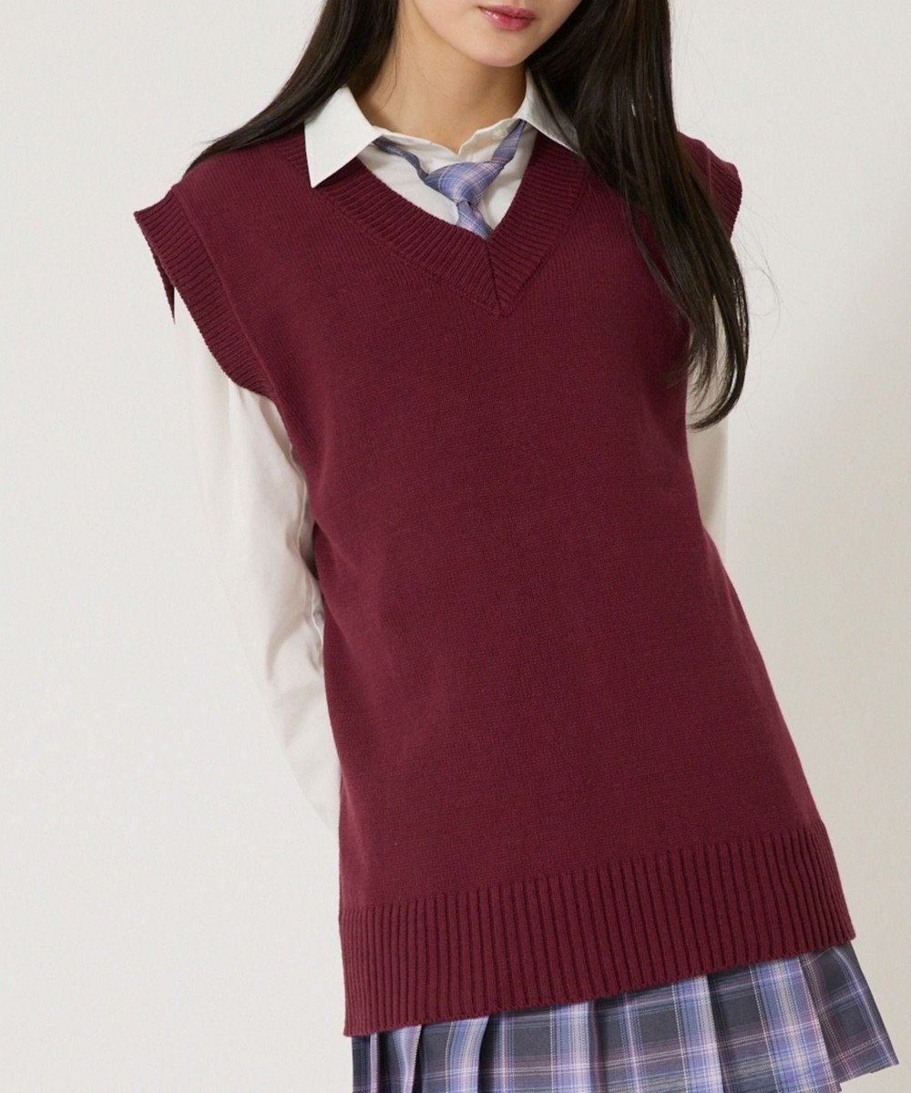 【ウィゴー/WEGO】の【SCHOOLITEM】無地ニットベスト インテリア・キッズ・メンズ・レディースファッション・服の通販 founy(ファニー) 　ファッション　Fashion　レディースファッション　Ladies' Fashion Online　アウター　Coat Outerwear　トップス・カットソー　Tops/Tshirt　ニット　Knit Tops　ベスト/ジレ　Gilets/Vests　スウェット　Sweat　スマホ　Smartphone　ベスト　Vest　半袖　Short Sleeve　夏　Summer　春　Spring　S/S・春夏　Ss・Spring/Summer　無地　Plain Color　長袖　Long Sleeve　ワイン|ID: prp329100004534114 ipo3291000000032596403