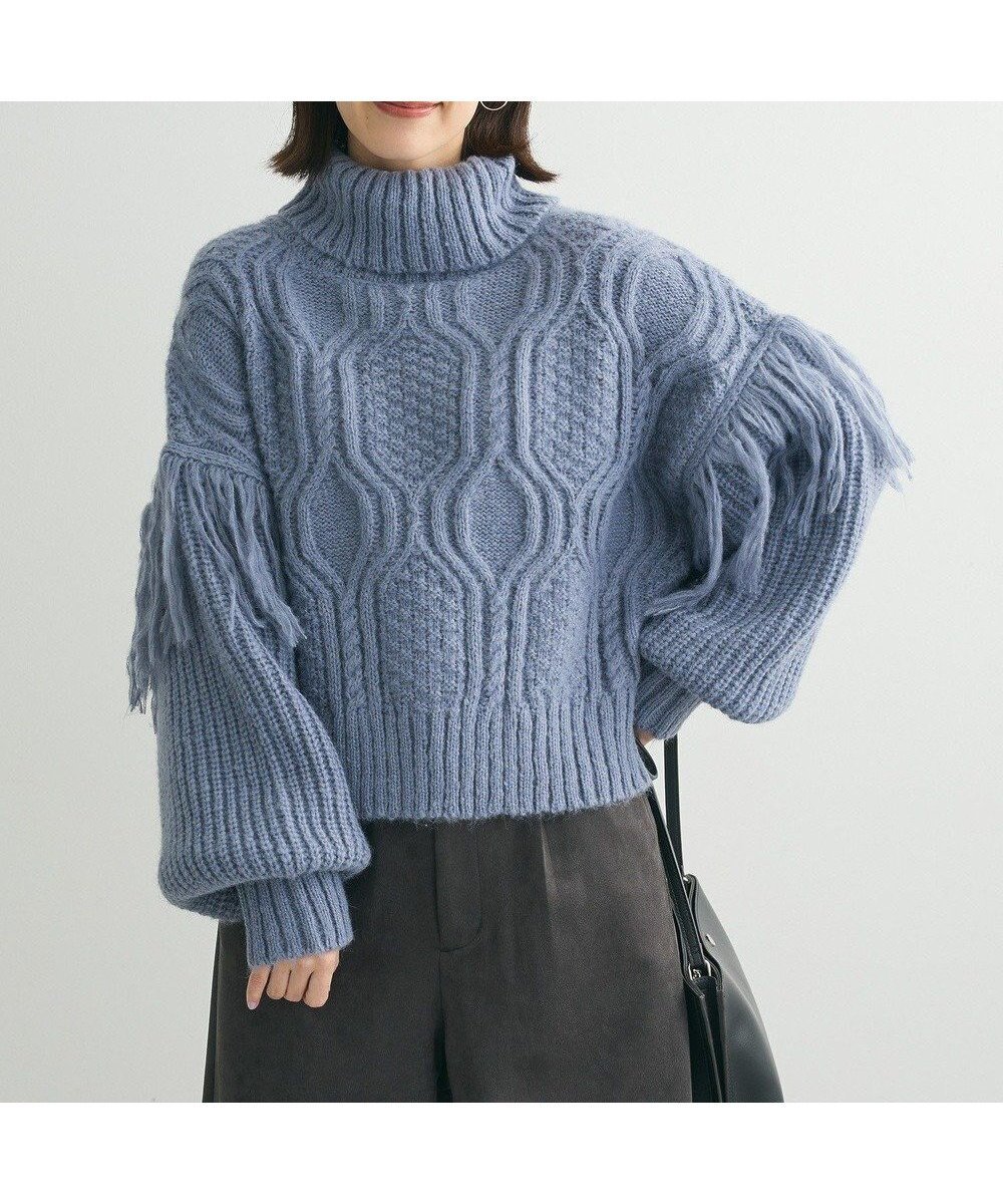 【グリーンパークス/Green Parks】の・swing by フリンジタートルニット インテリア・キッズ・メンズ・レディースファッション・服の通販 founy(ファニー) 　ファッション　Fashion　レディースファッション　WOMEN　トップス・カットソー　Tops/Tshirt　ニット　Knit Tops　ショート　Short　スリーブ　Sleeve　セーター　Sweater　タートルネック　Turtleneck　バランス　Balance　フリンジ　Fringe　ポケット　Pocket　A/W・秋冬　Aw・Autumn/Winter・Fw・Fall-Winter　Blue|ID: prp329100004534239 ipo3291000000032045538