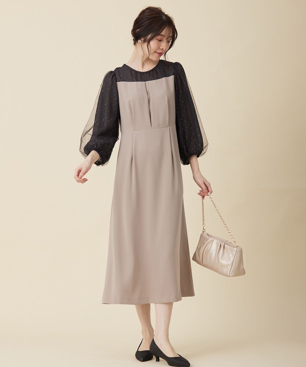 【エニィ スィス/any SiS】の【Lily Calin】シャイニードットコンビ ドレス インテリア・キッズ・メンズ・レディースファッション・服の通販 founy(ファニー) 　ファッション　Fashion　レディースファッション　WOMEN　ワンピース　Dress　ドレス　Party Dresses　ギャザー　Gather　コンビ　Combination　シアー　Sheer　シフォン　Chiffon　チュール　Tulle　トレンド　Trend　ドレス　Dress　バランス　Balance　ヨーク　Yoke　A/W・秋冬　Aw・Autumn/Winter・Fw・Fall-Winter　エレガント 上品　Elegant　年末年始　The Year-End And New Year Holidays　NEW・新作・新着・新入荷　New Arrivals　結婚式　Wedding Ceremony　シャンパン×スレート|ID: prp329100004534380 ipo3291000000032142941