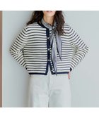 【23区/NIJYUSANKU】の【Oggi3月号掲載/洗える】ブークレコットン ニットジャケット アイボリー×ネイビー|ID: prp329100004534387 ipo3291000000032046132
