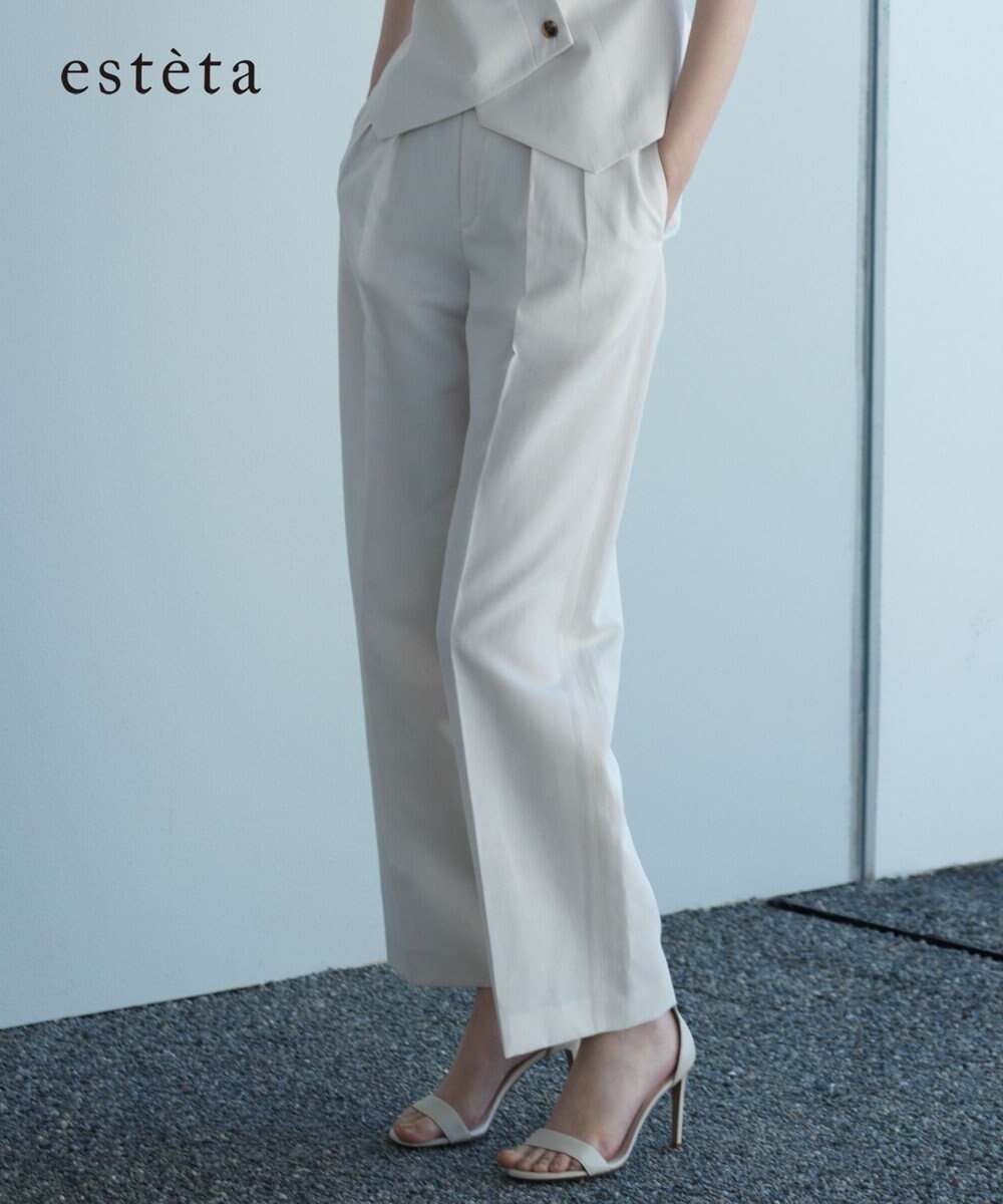 【23区/NIJYUSANKU】の【エステータ】ウールリネン タックワイドパンツ 人気、トレンドファッション・服の通販 founy(ファニー) 　ファッション　Fashion　レディースファッション　WOMEN　パンツ　Pants　春　Spring　ジャケット　Jacket　セットアップ　Set Up　雑誌　Magazine　フロント　Front　ベスト　Vest　別注　Special Order　リネン　Linen　ワイド　Wide　S/S・春夏　Ss・Spring/Summer　おすすめ　Recommend　夏　Summer　 other-1|ID: prp329100004534412 ipo3291000000032197588