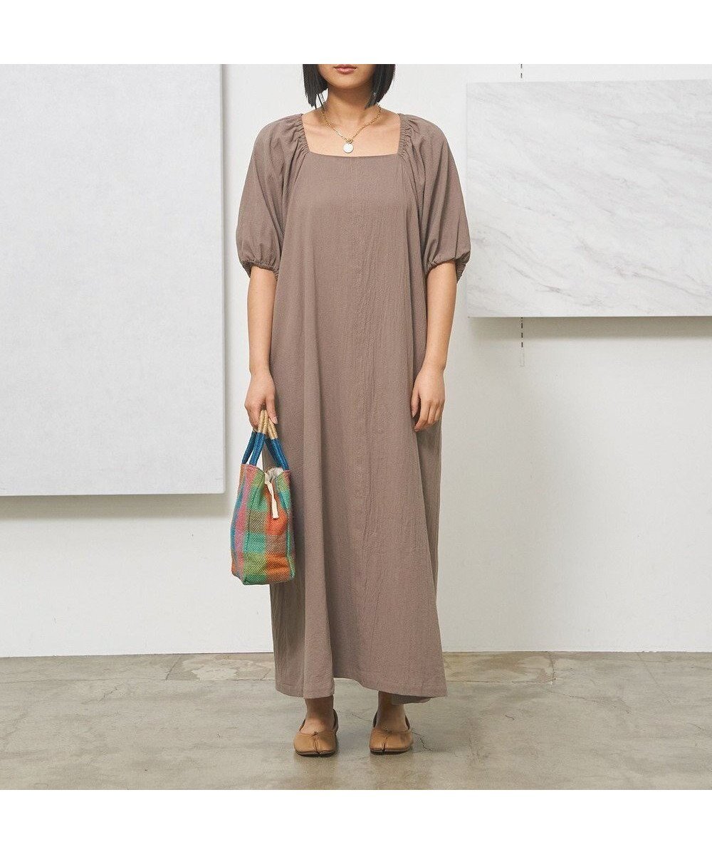 【ジェイプレスヨークストリート/J.PRESS YORK STREET】の【WOMEN】コットンワッシャーリラックス ワンピース インテリア・キッズ・メンズ・レディースファッション・服の通販 founy(ファニー) 　ファッション　Fashion　レディースファッション　Fashion for Women　ワンピース　Dresses　アクセサリー　Fashion Accessories　春　Spring　サンダル　Sandals, Summer Shoes　シンプル　Simple, Minimal　スリーブ　Sleeve, Long Sleeve / Short Sleeve　フレア　Flare, Flared　リラックス　Relax, Relaxed Fit　S/S・春夏　SS, Spring/Summer, Warm Season　おすすめ　Recommended / Our Picks　夏　Summer　ブラウン系|ID: prp329100004534488 ipo3291000000033380597