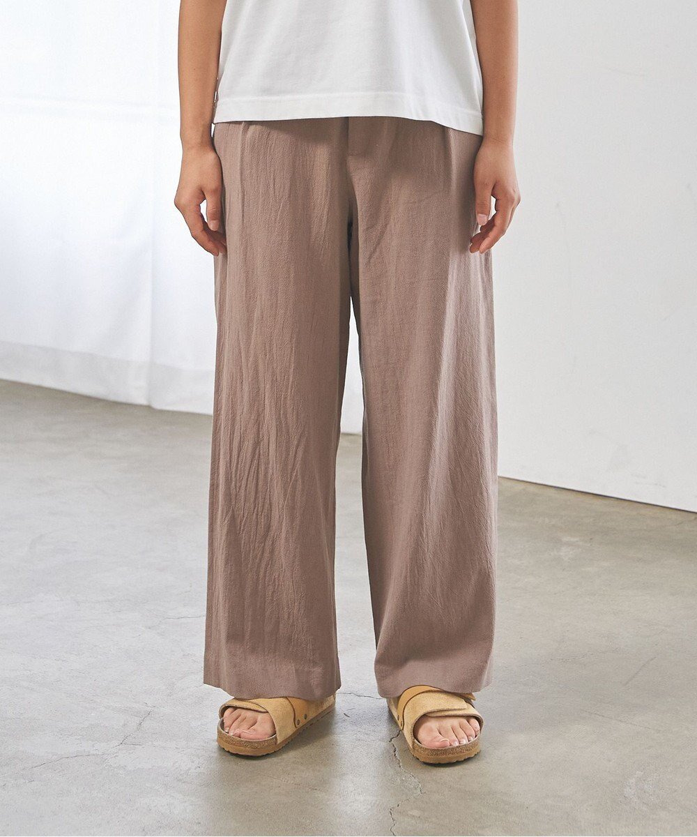 【ジェイプレスヨークストリート/J.PRESS YORK STREET】の【WOMEN】コットンワッシャータックワイド パンツ インテリア・キッズ・メンズ・レディースファッション・服の通販 founy(ファニー) 　ファッション　Fashion　レディースファッション　Ladies' Fashion Online　パンツ　Pants　春　Spring　S/S・春夏　Ss・Spring/Summer　夏　Summer　ブラウン系|ID: prp329100004534491 ipo3291000000032647491